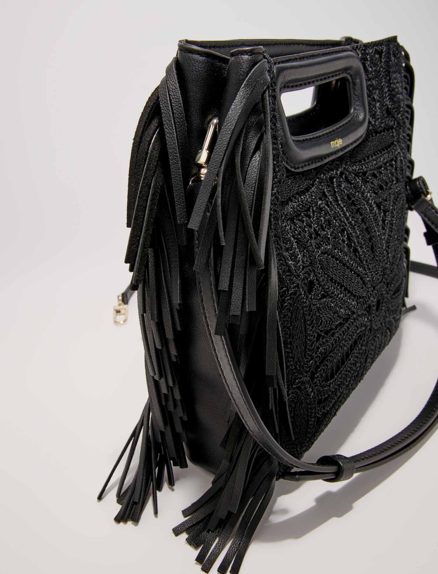 Maje Woman's Polyester Leather: Crochet-knit M Bag For Fall/winter, One  Size, In Color Black / Black | Lyst