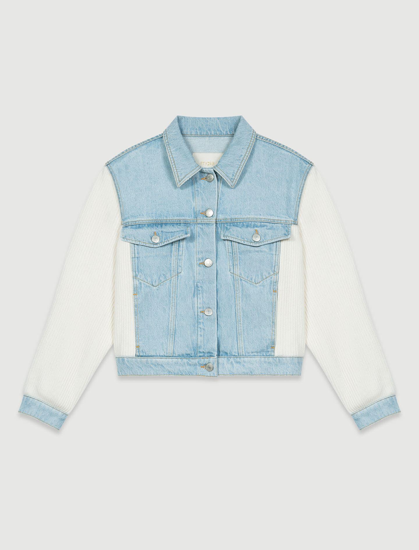 Maje Mixed Material Knit And Denim 