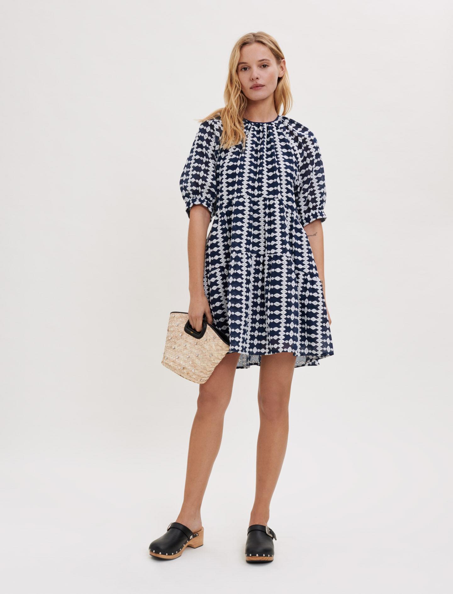 Maje Fully Embroidered Dress in Blue | Lyst