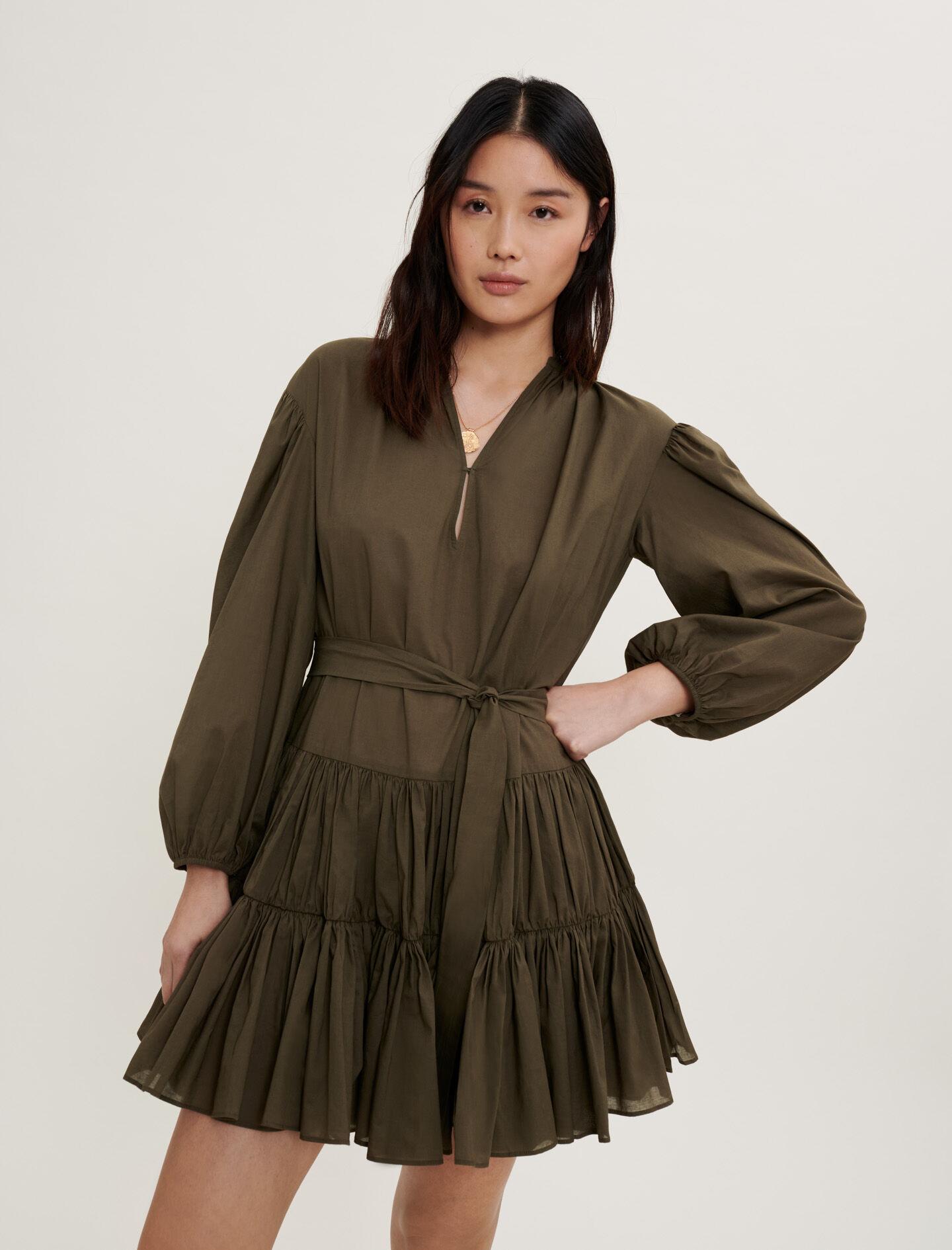 Maje Belted Cotton Dress | Lyst