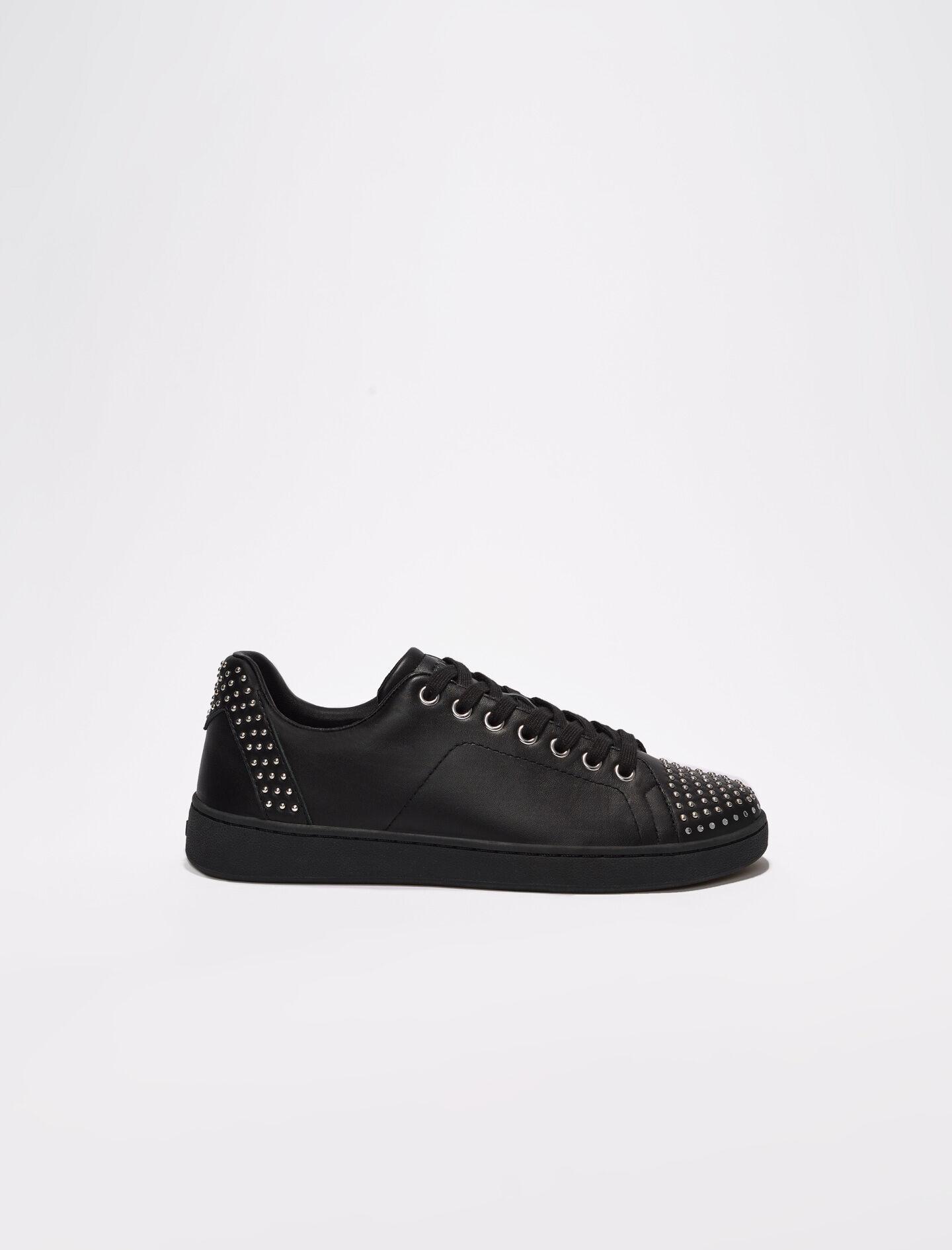 Maje Black Leather Trainers With Studs | Lyst