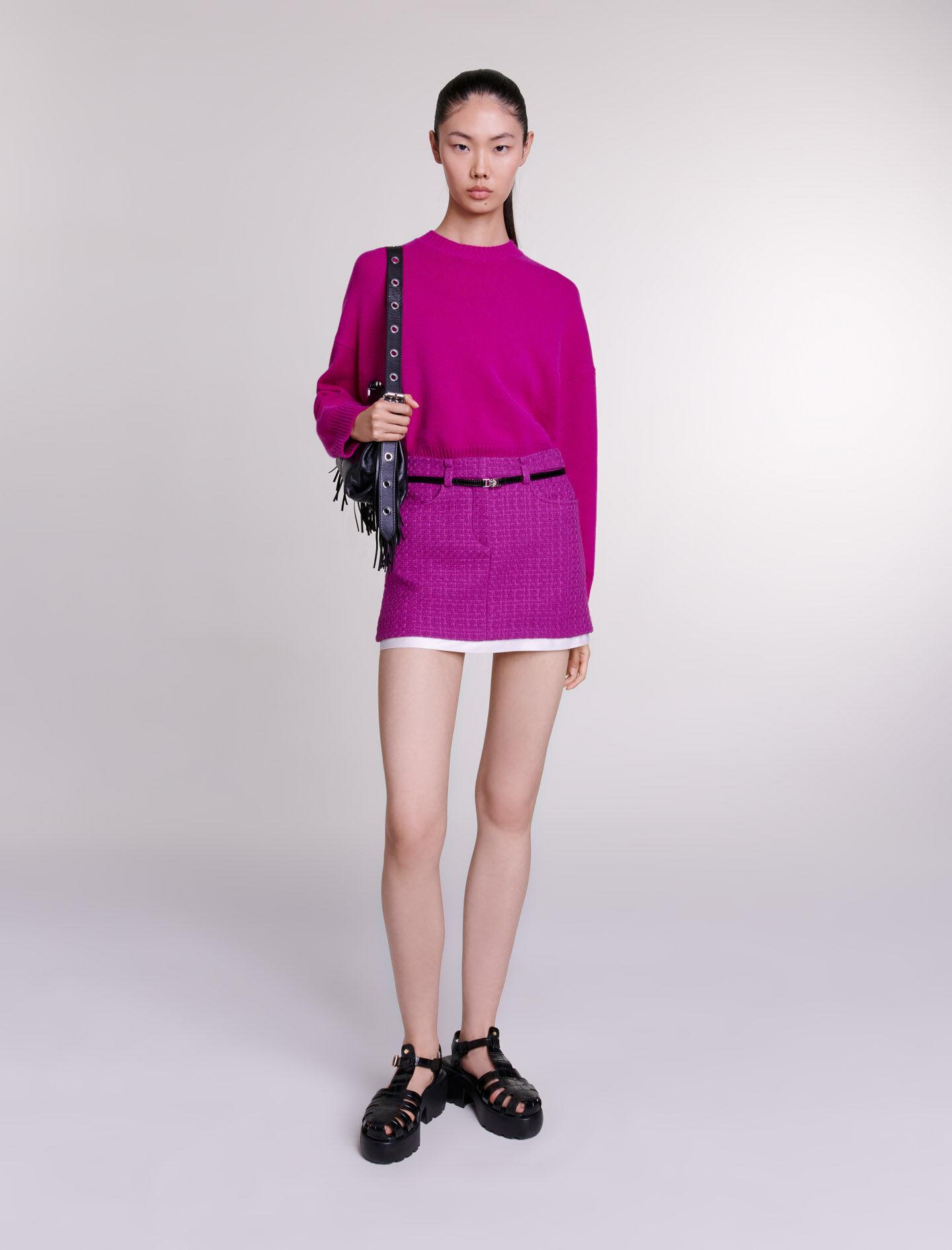 Mini jupe En Tweed Maje en coloris Rose Lyst
