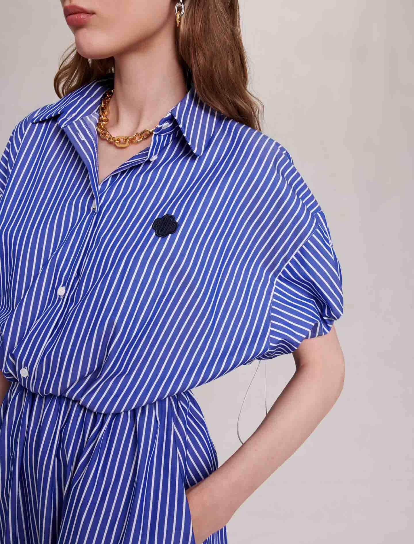 Maje Long Striped Shirt Dress in Blue | Lyst