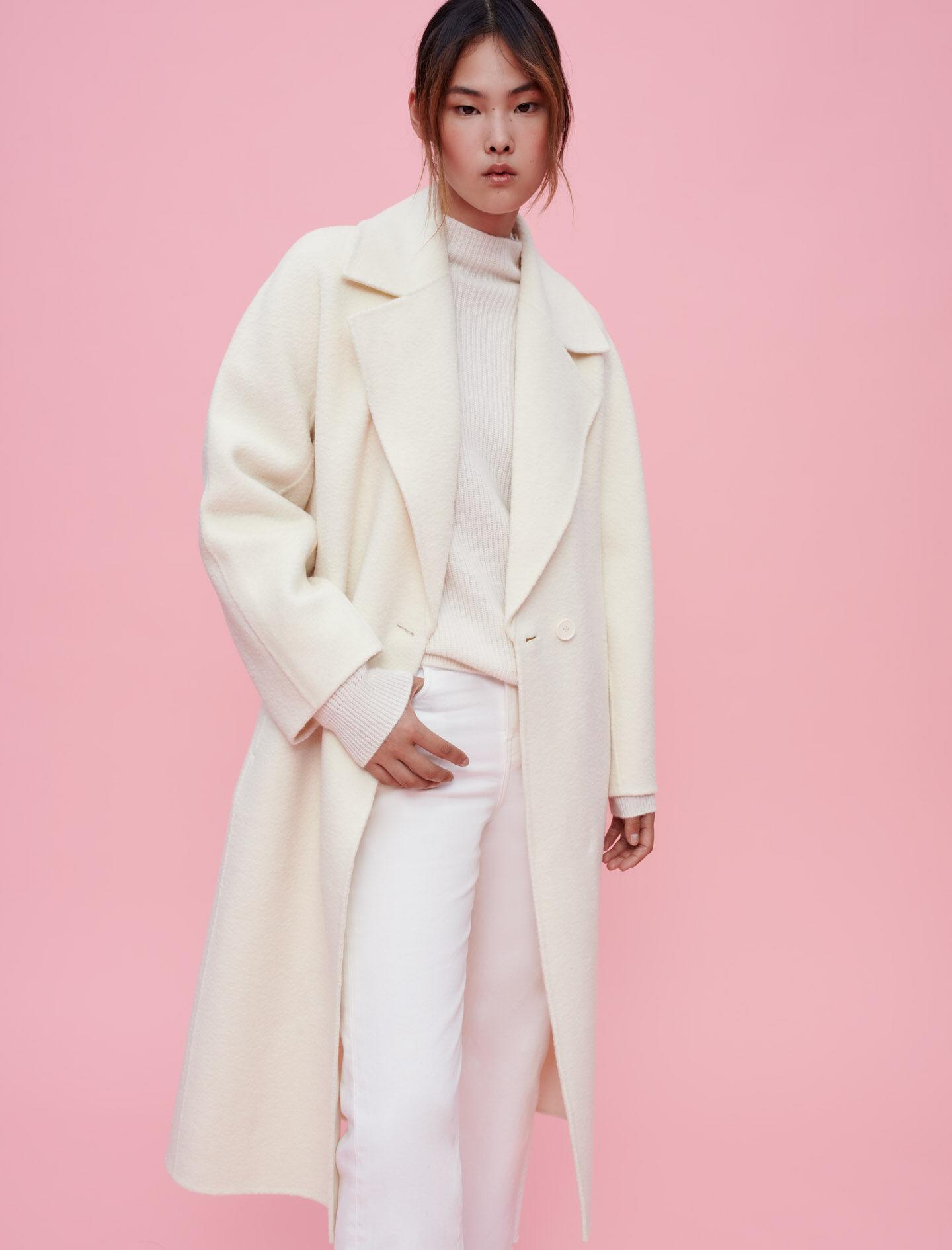 Maje Textured Double-faced Coat in Pink | Lyst