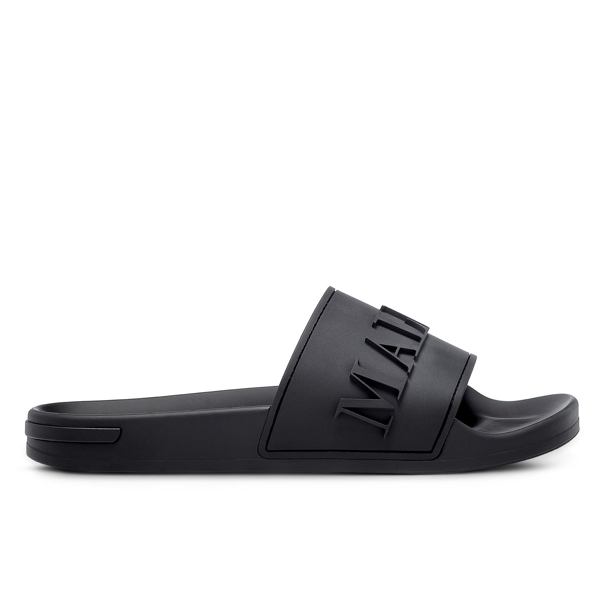 Mallet Mallet Logo Embossed Sliders Midnight in Black for Men Lyst UK