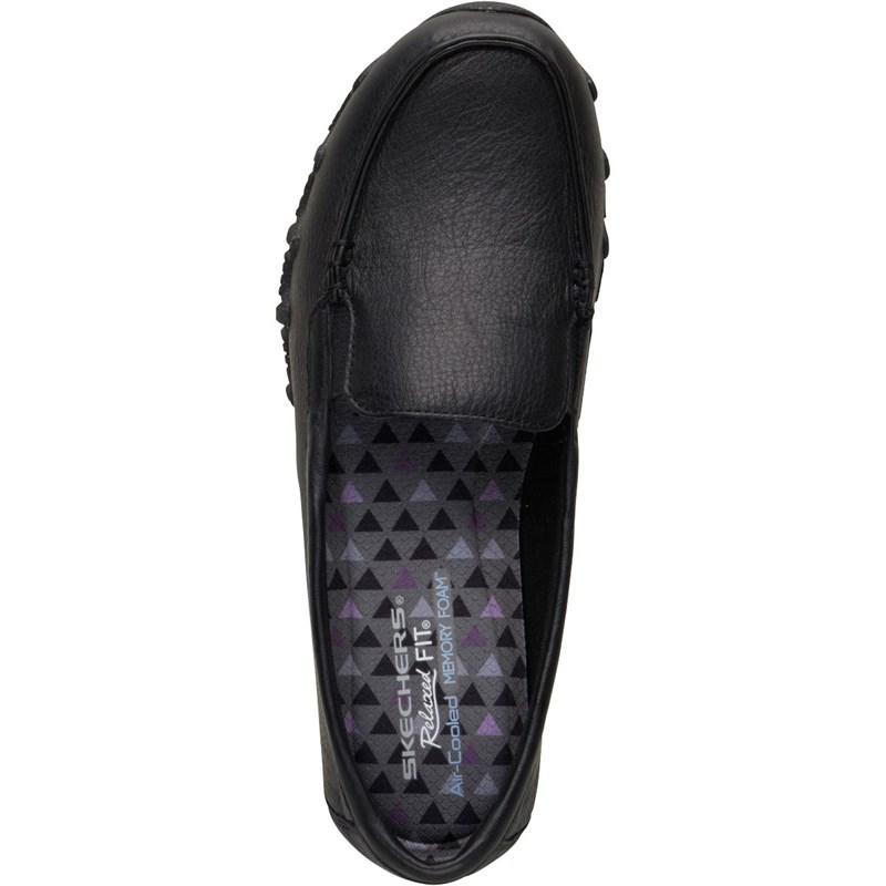 skechers women's relaxed fit bikers lamb slip on shoes black