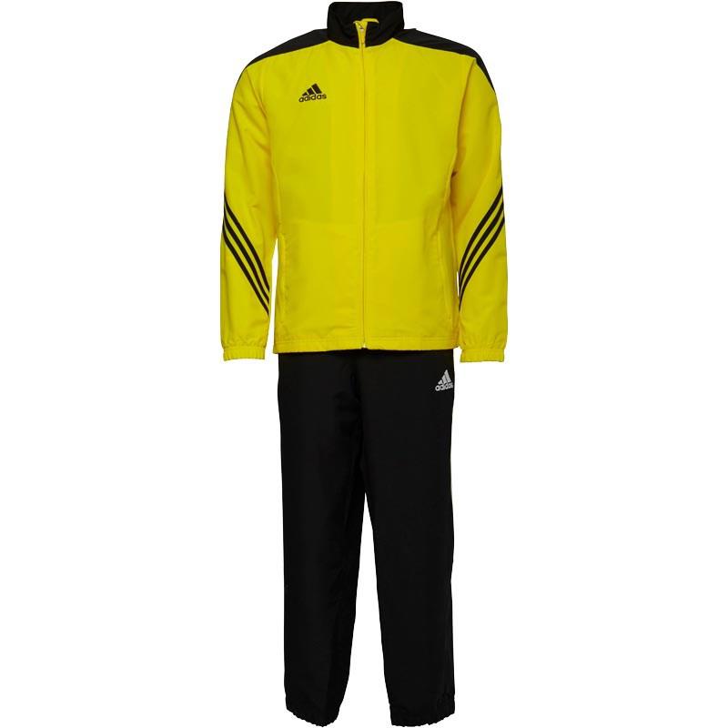 yellow adidas tracksuit black stripes