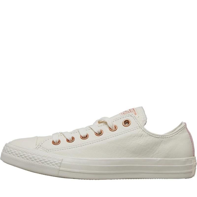 converse all star low leather trainers egret vapour pink