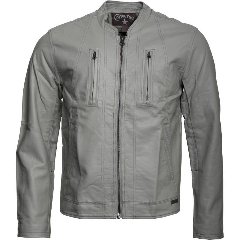 Converse Zip Pocket Pu Bomber Jacket Griffin in Grey (Gray) for Men - Lyst