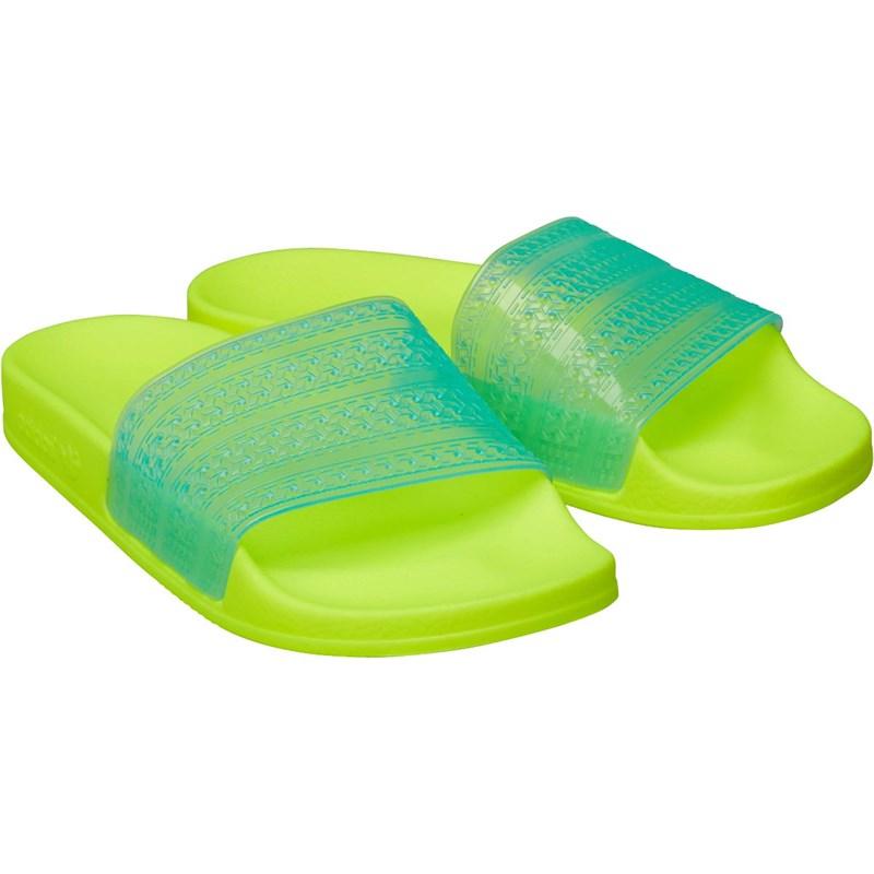 neon yellow adidas slides