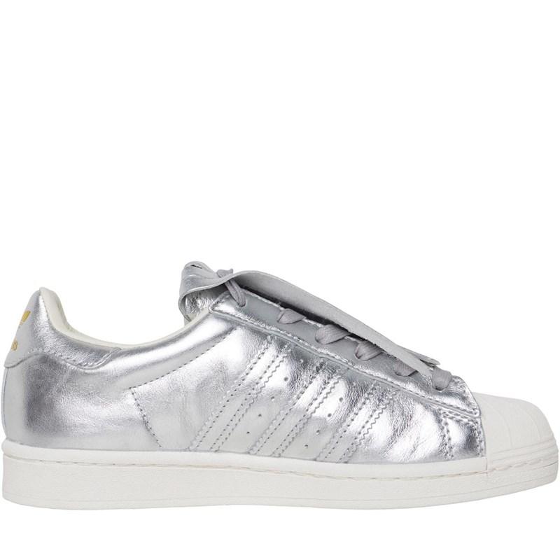 adidas originals silver metallic superstar trainers