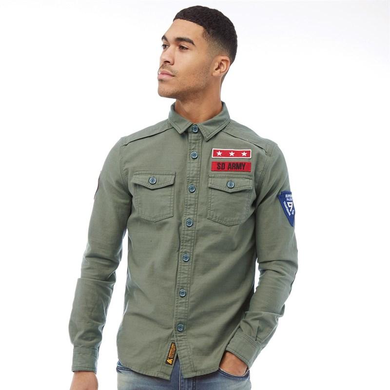 Superdry Baumwolle Army Corps Hemd mit langem Arm Khaki in Grün für Herren  - Lyst