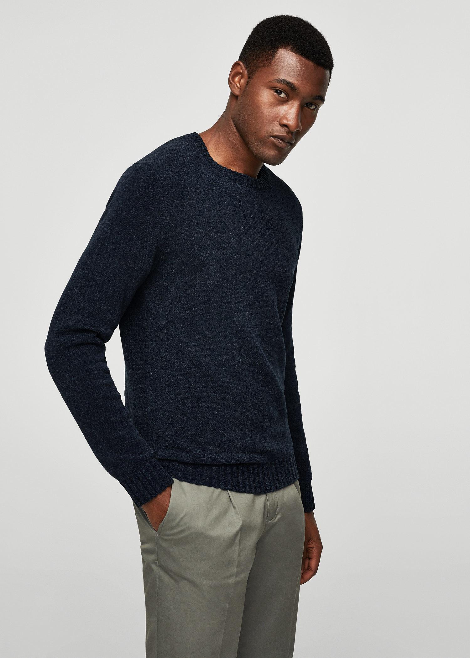 Lyst - Mango Towel Fabric Sweater in Blue for Men