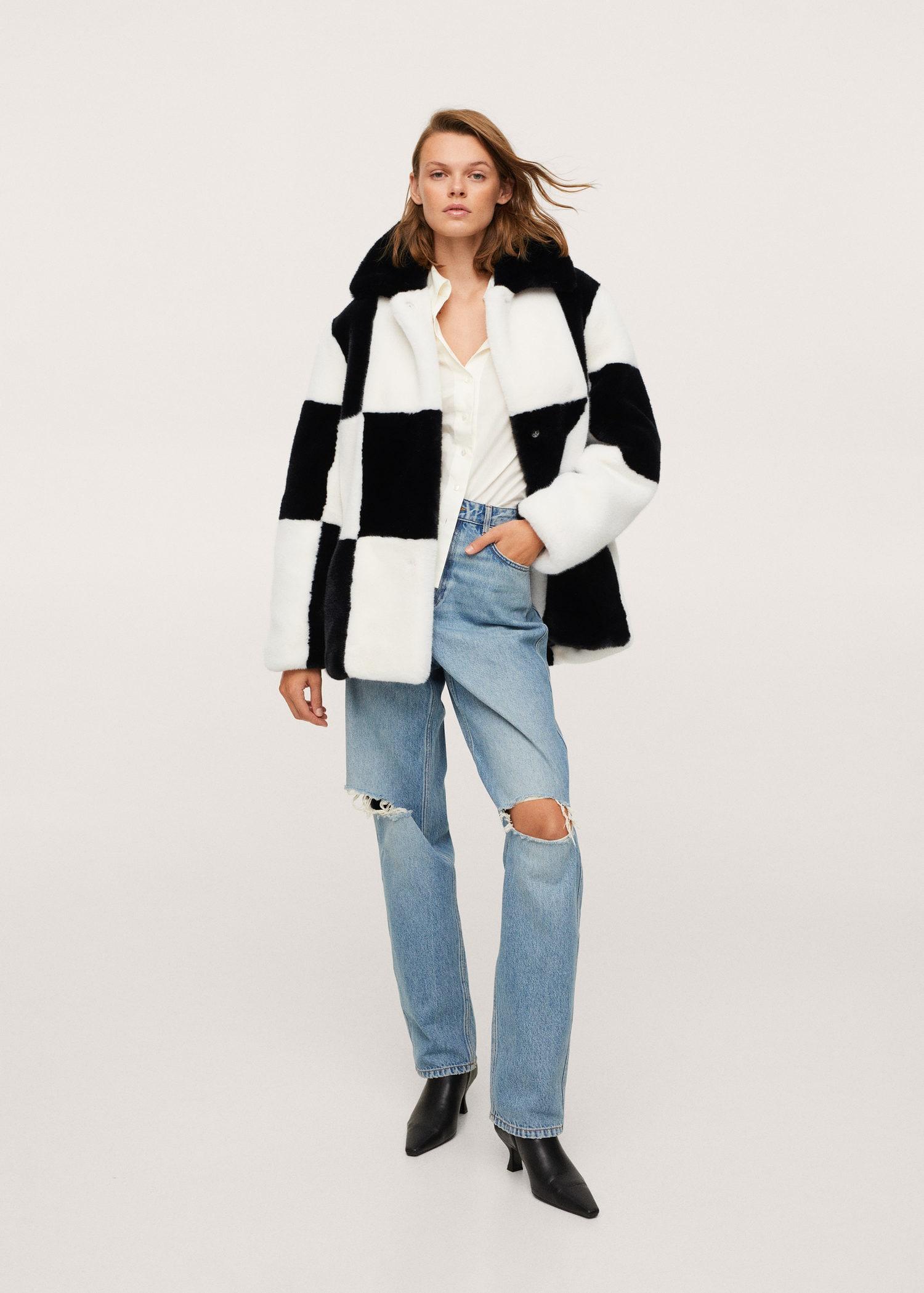 black fur coat mango