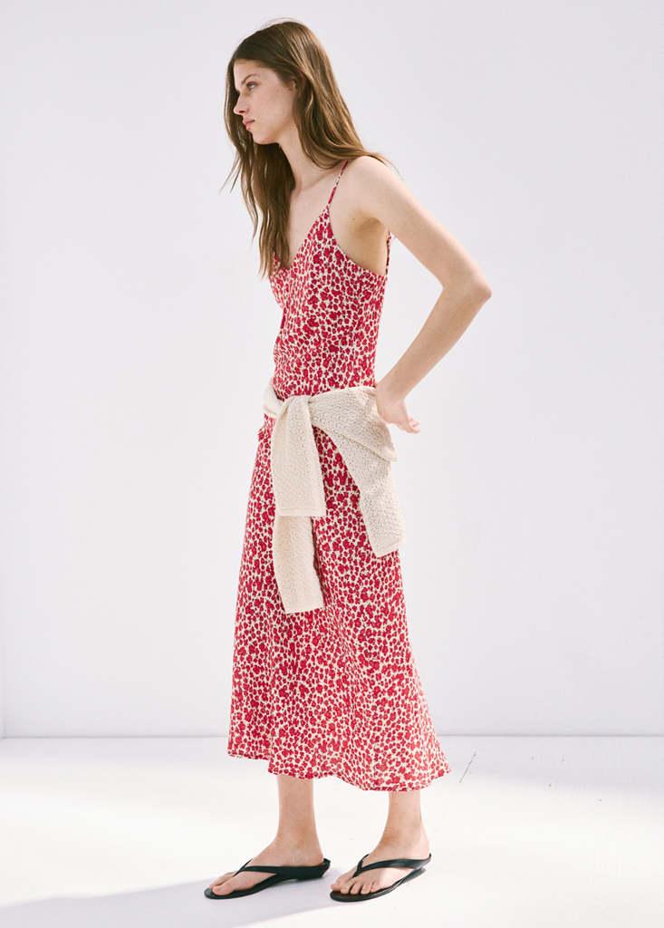mango red and pink dress Asymmetrical dress with knot strap - Women