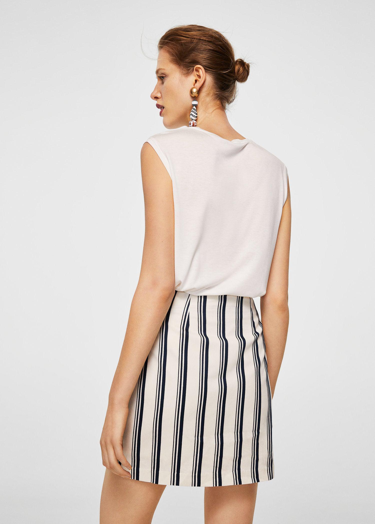 Mango Cotton Striped Wrap Skirt in Dark Navy (Blue) Lyst