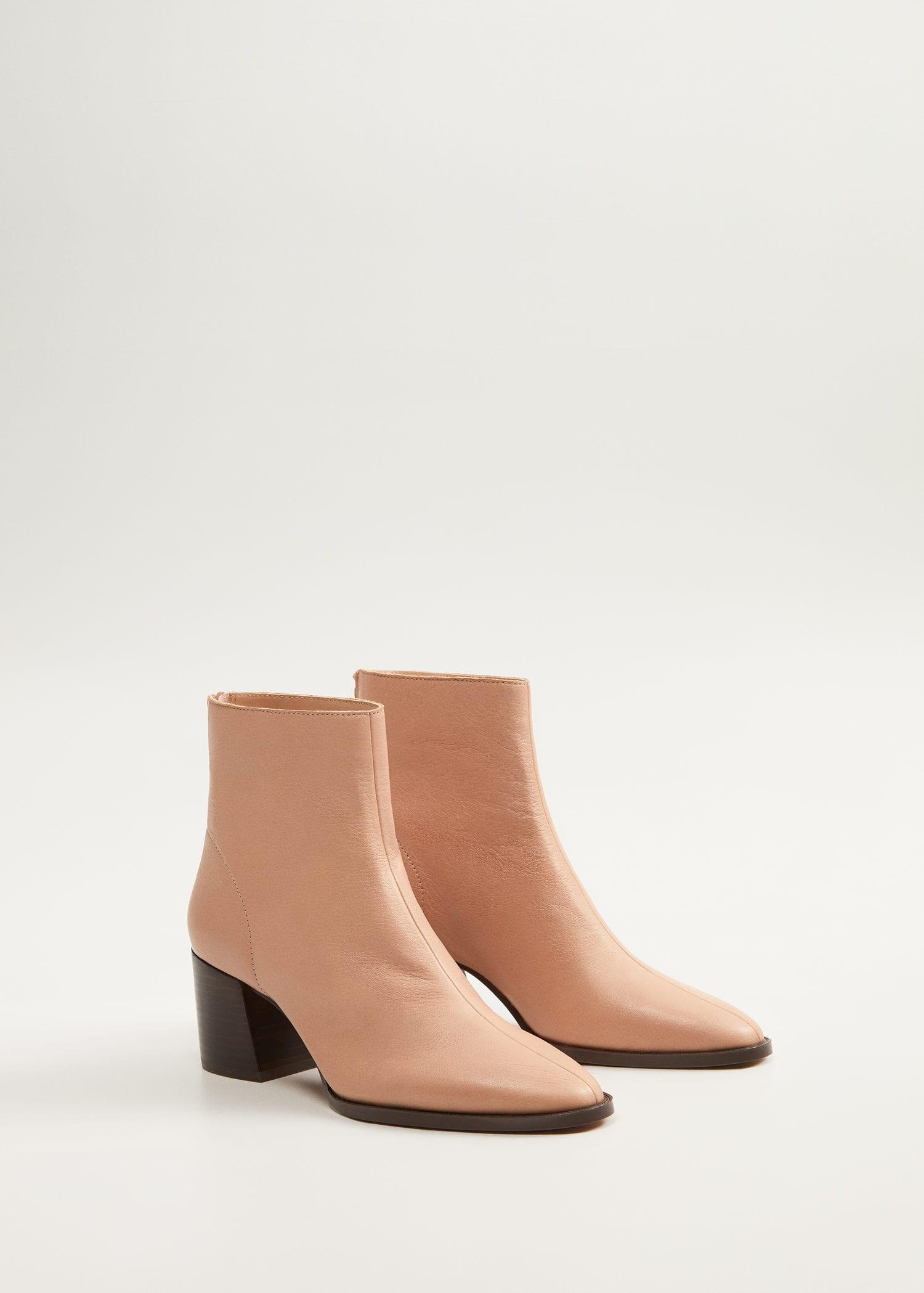 nude leather ankle boots