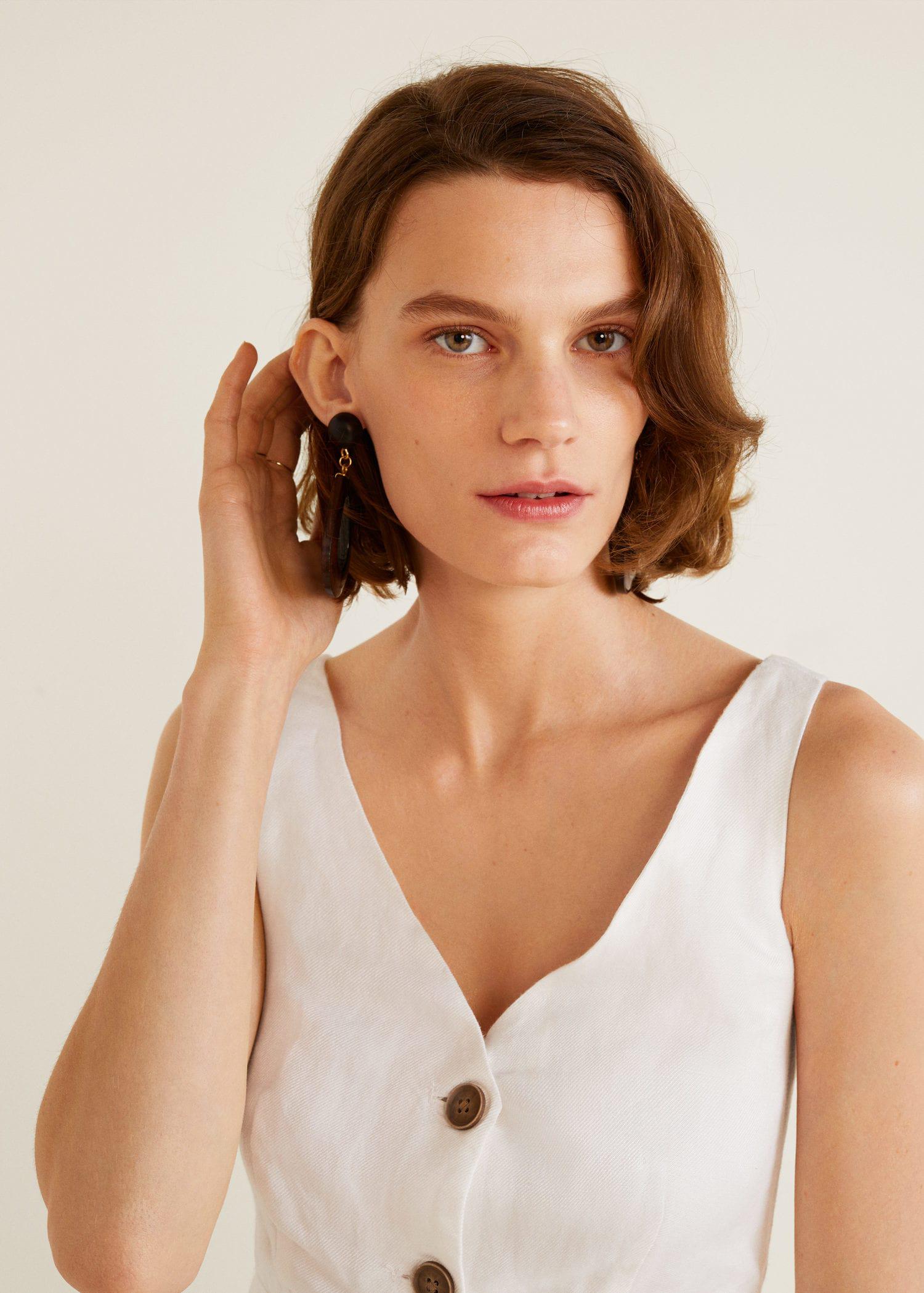 mango ruffled linen dress