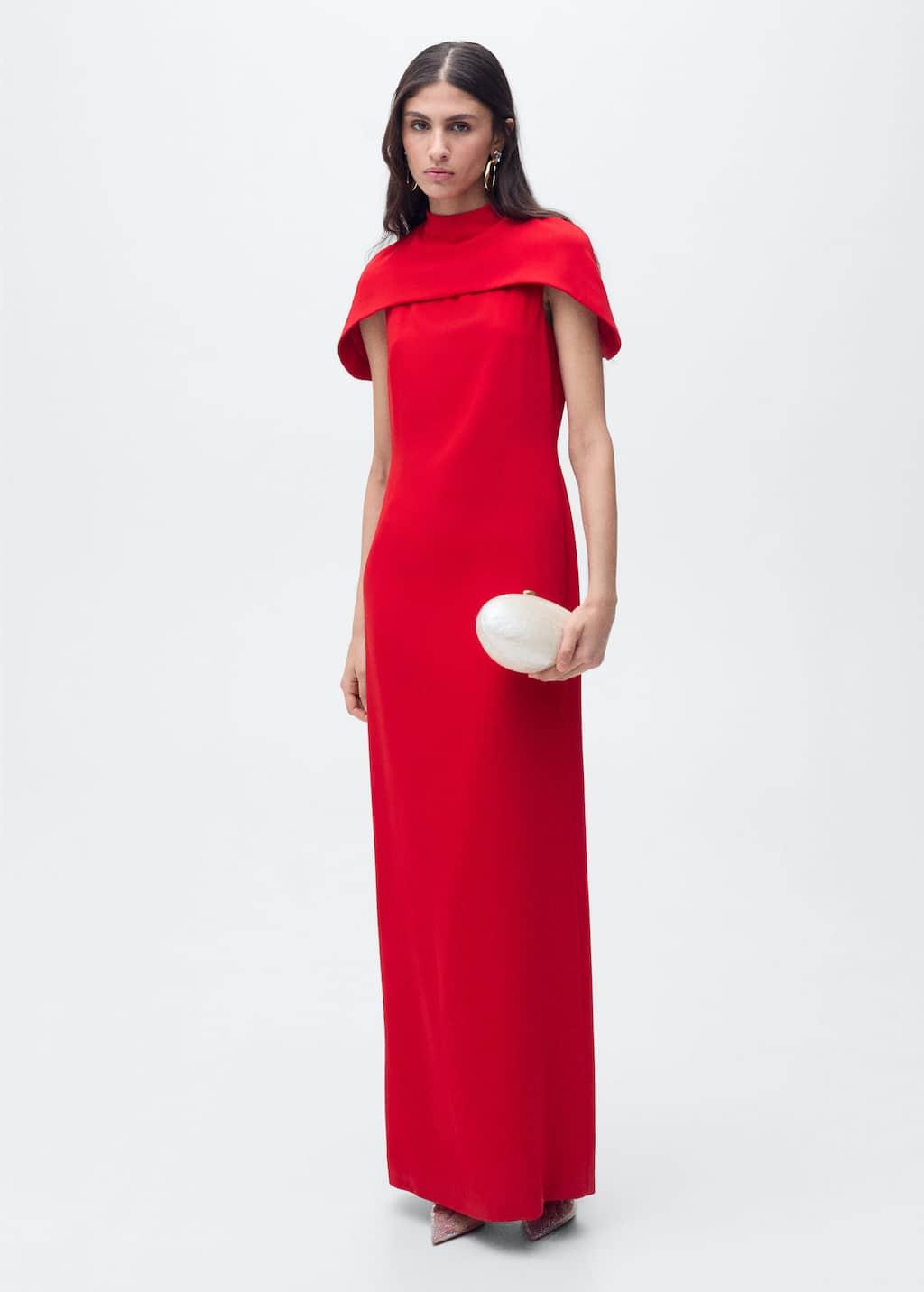 strapless open back dress Light Cady Cape Dress Red – Roland Mouret