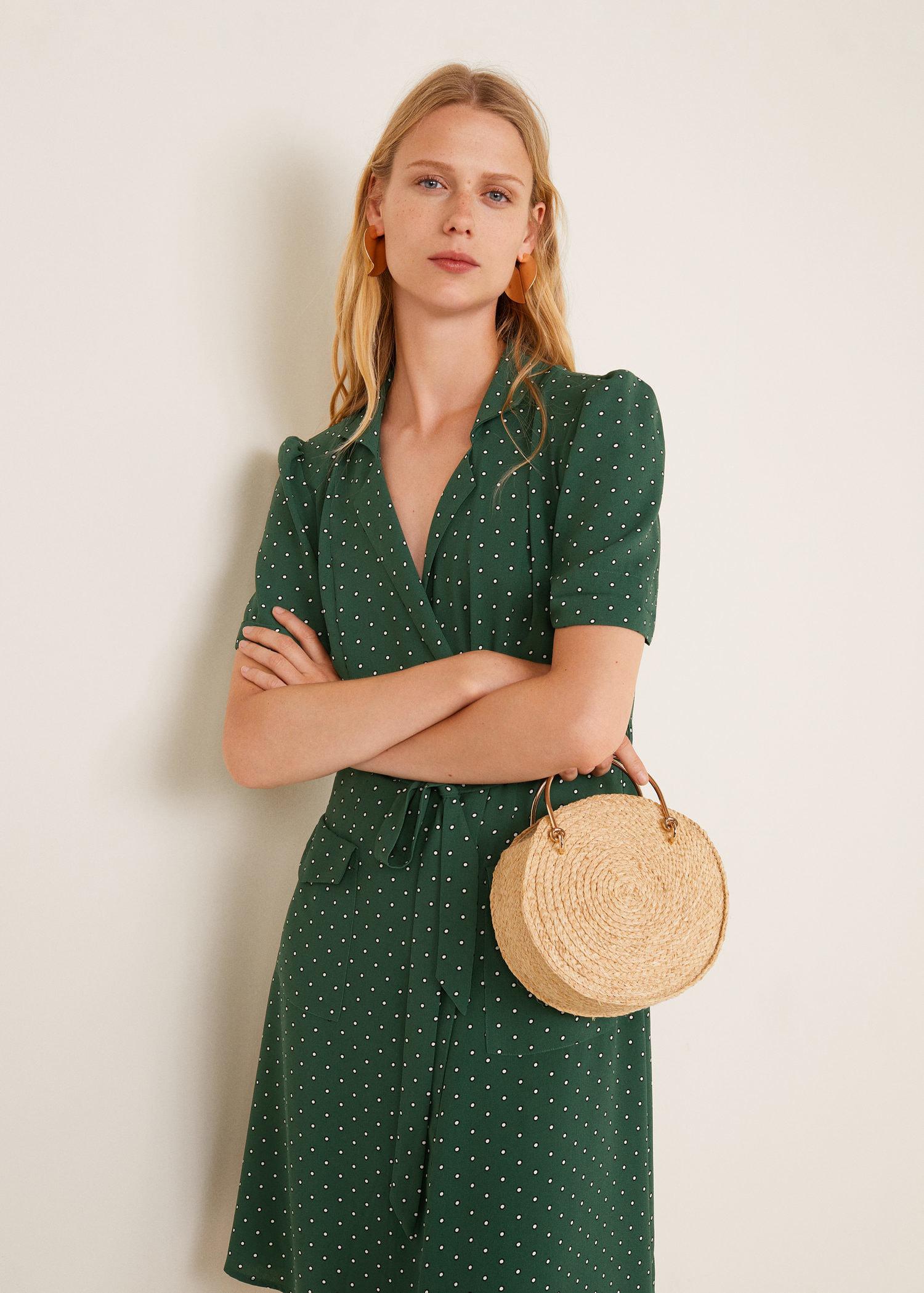 mango green polka dot dress