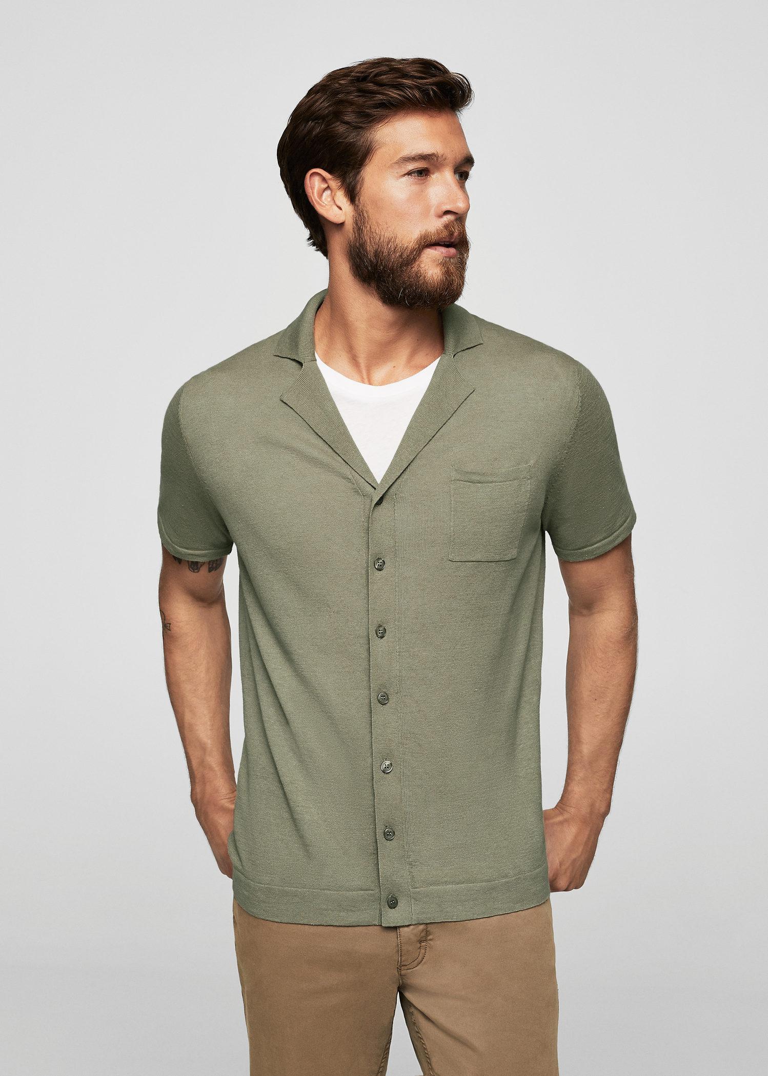 Lyst Mango Regularfit Knit Shirt in Green for Men