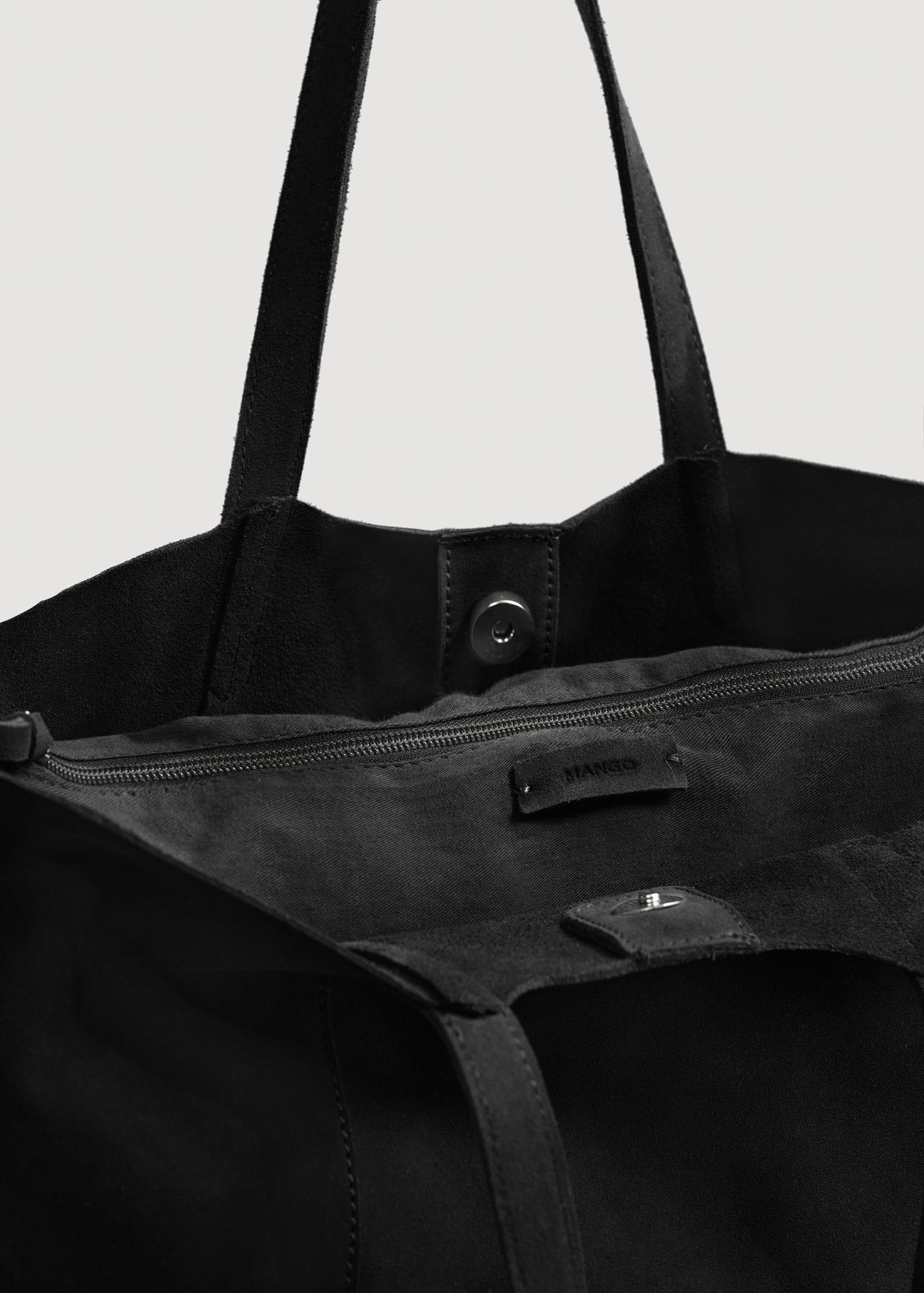 black suede shopper bag