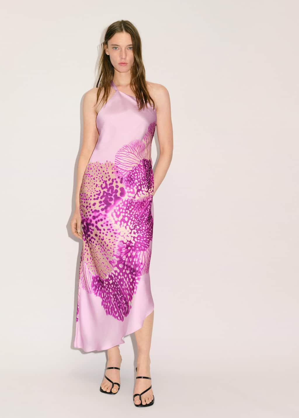 mango printed satin dress Mango Printed Satin Dress Yellow In Jaune