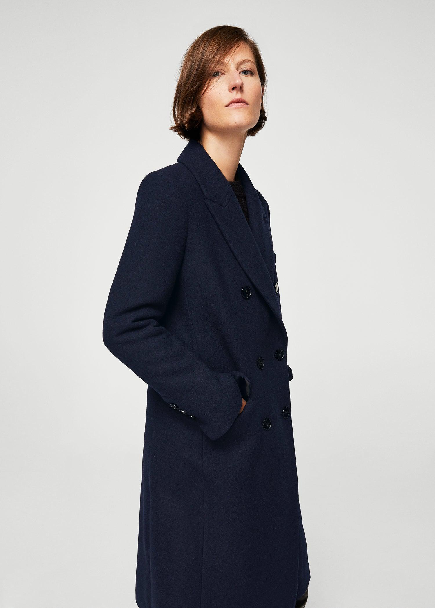 mango blue wool coat