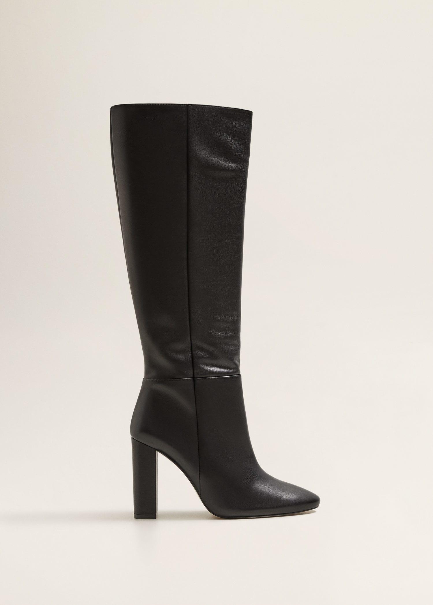 Mango Leather High-leg Boots in Black - Lyst