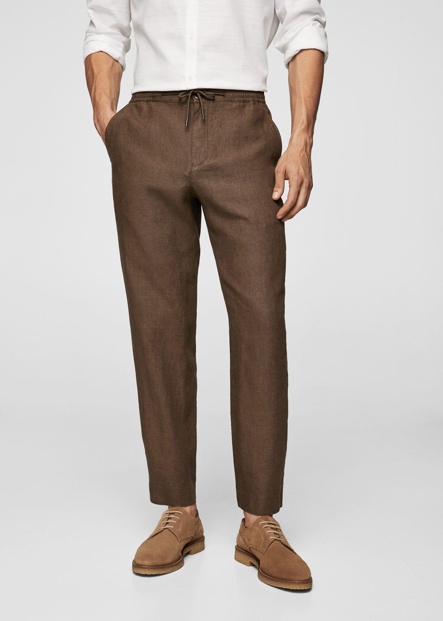 skinny fit linen trousers
