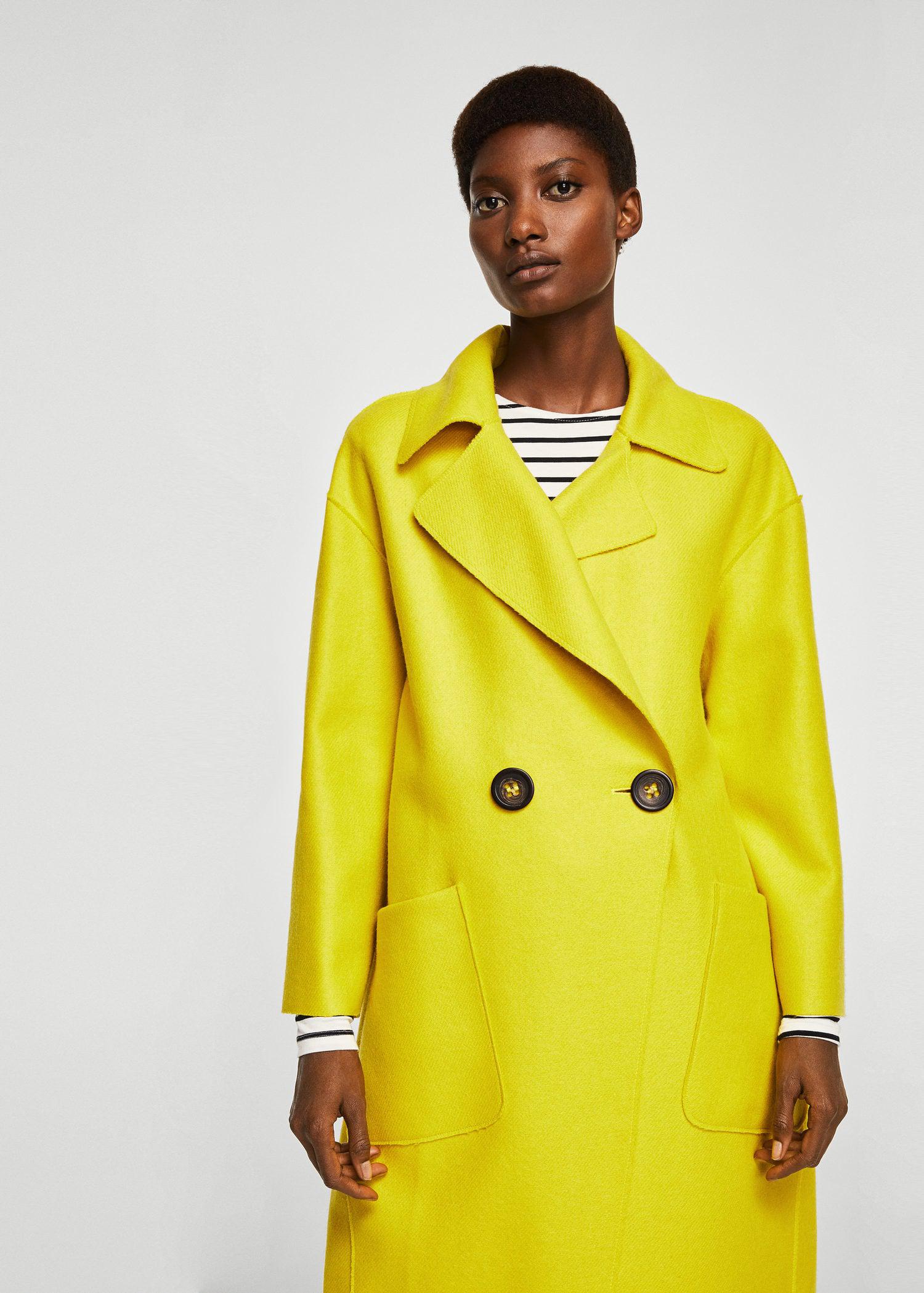 Mango Unstructured Wool-blend Coat in Lime (Yellow) - Lyst