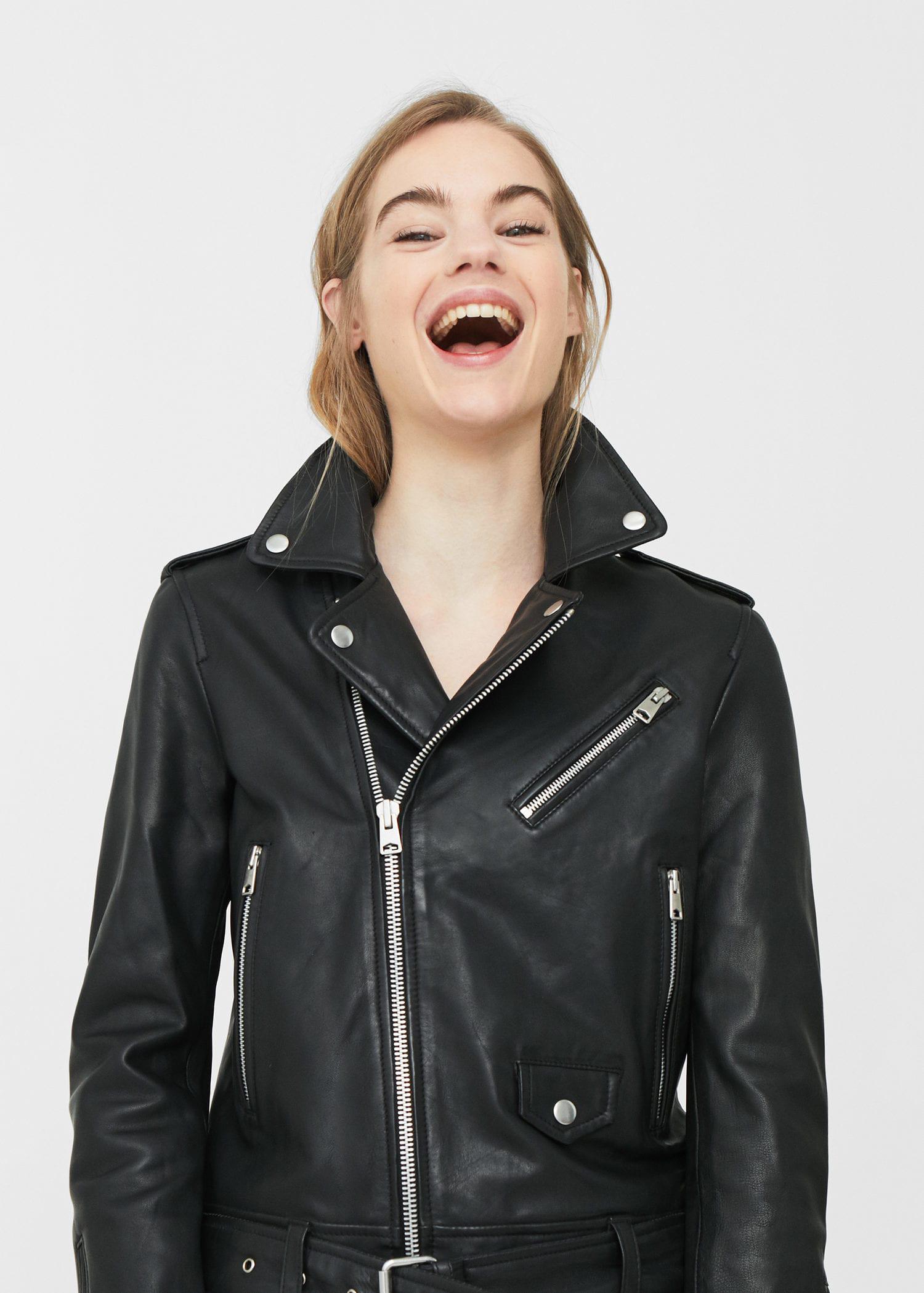 mango black leather jacket