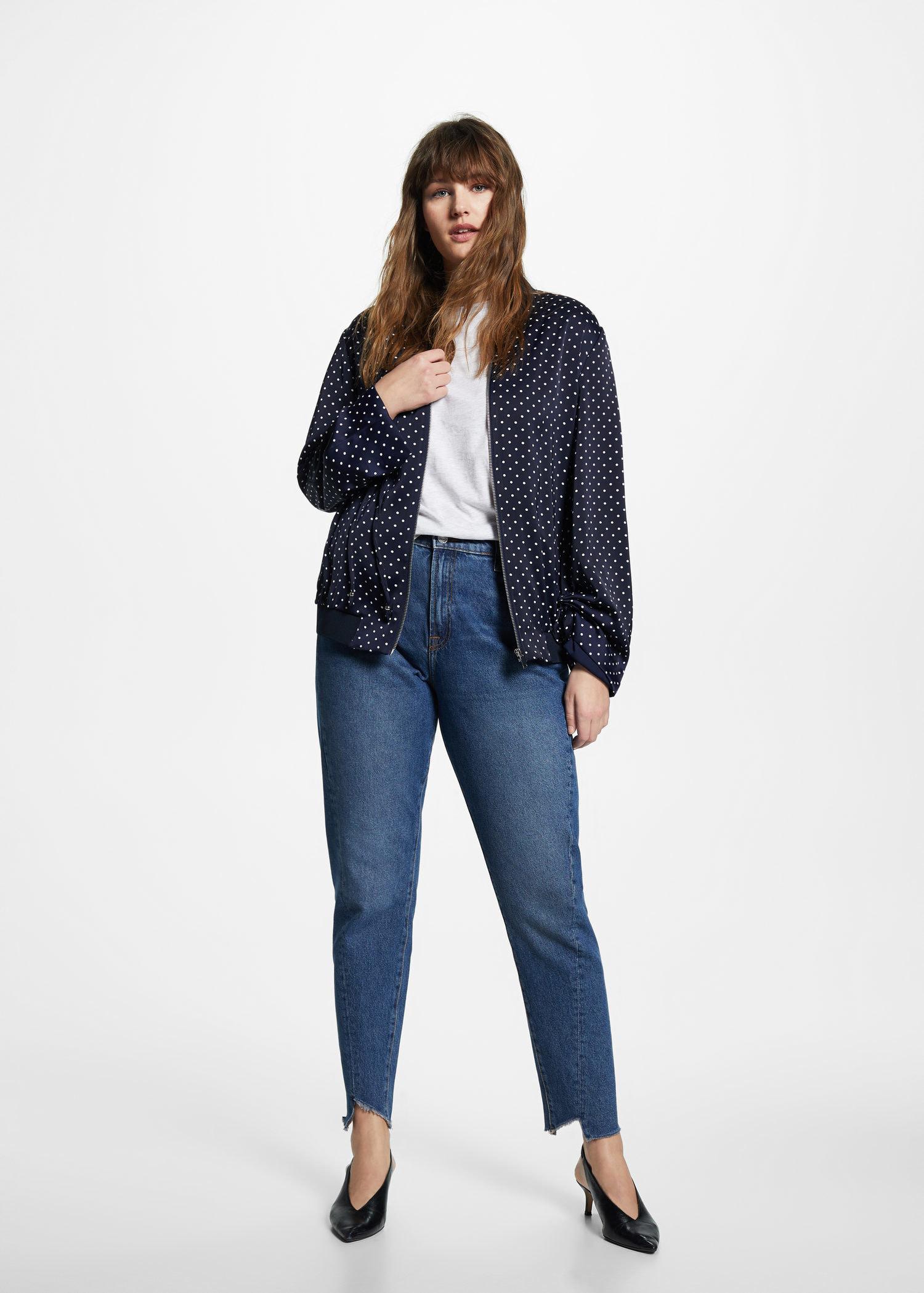 Download Violeta by Mango Polka Dot Bomber Jacket in Dark Navy ...