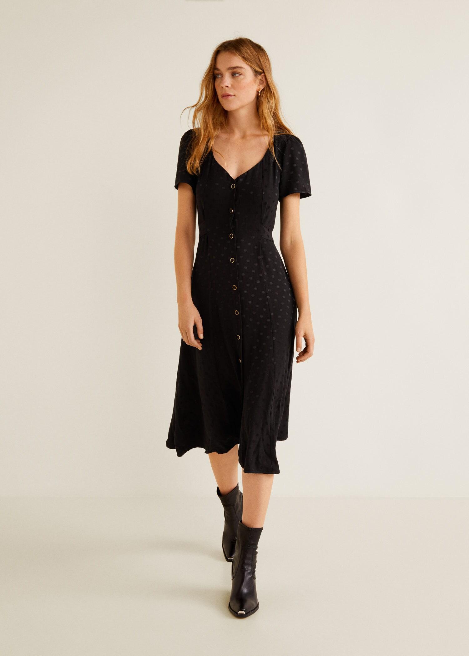black denim dress zipper front