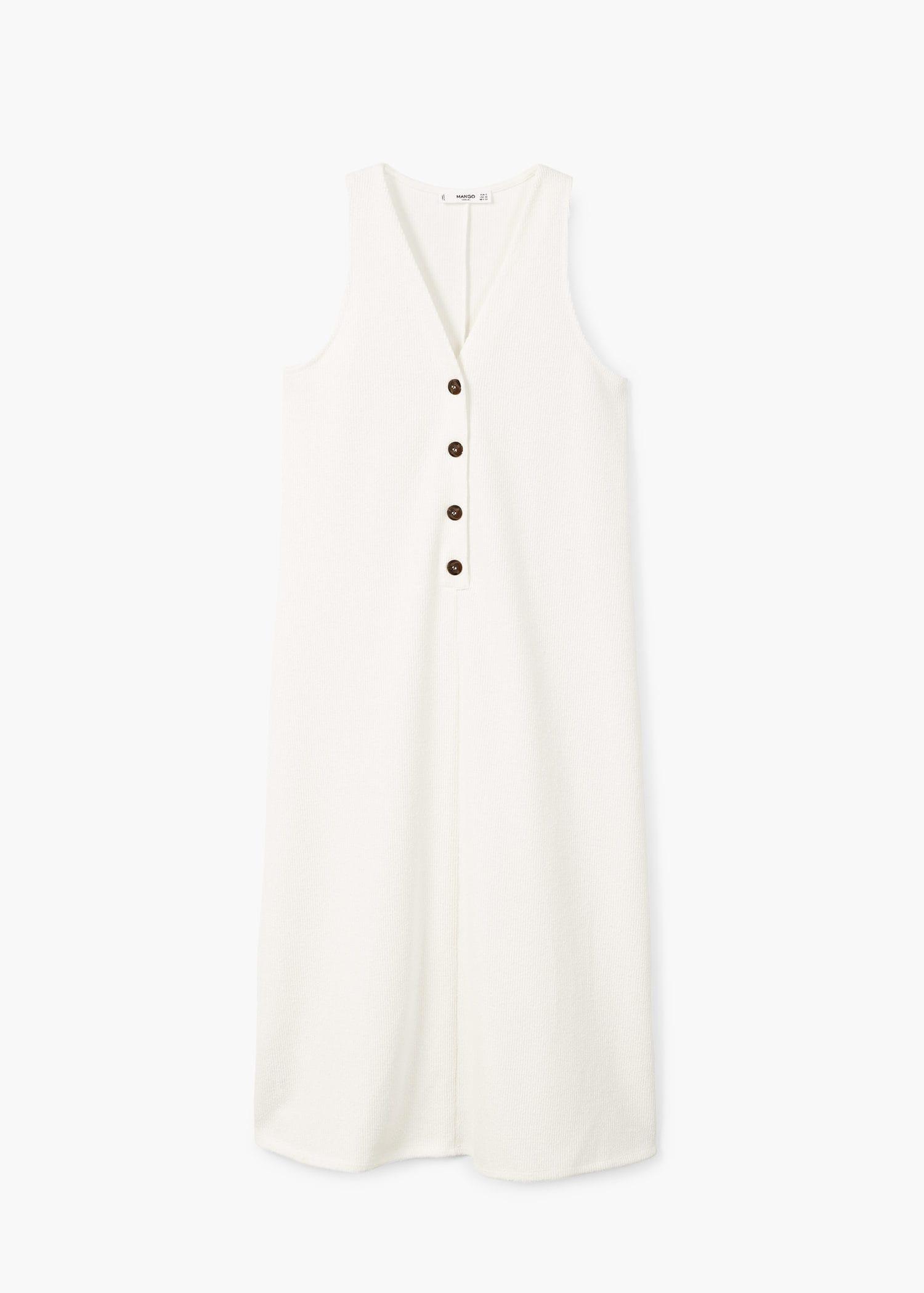 mango white button dress