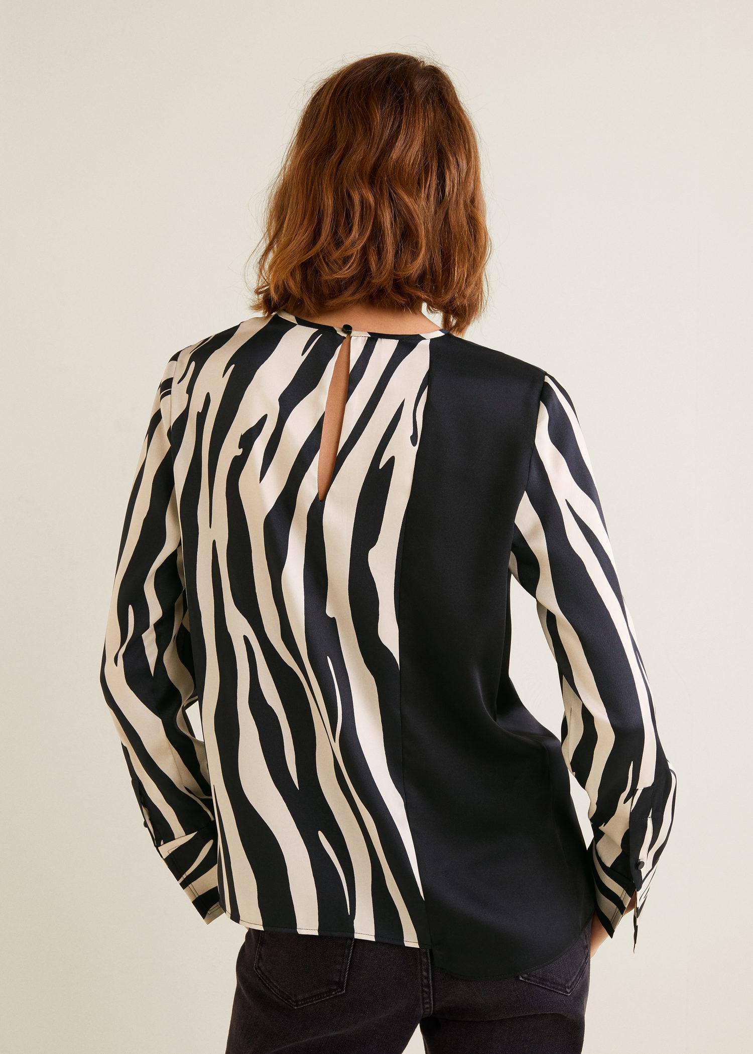 Mango Zebra Print Blouse in Black Lyst