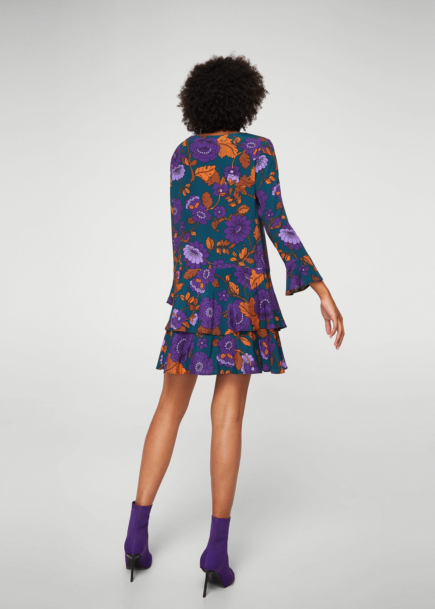 Mango Ruffles Slit Dress in Green Lyst