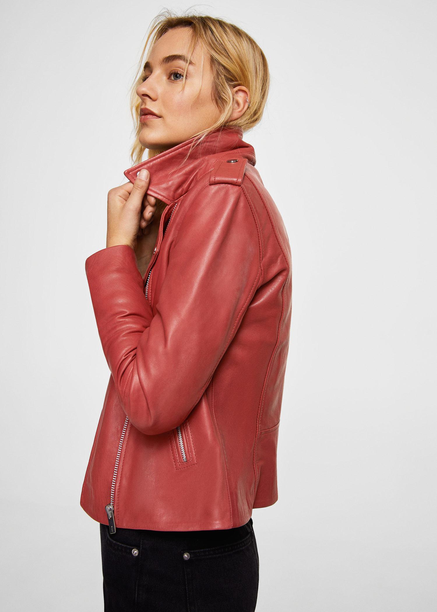 mango red biker jacket