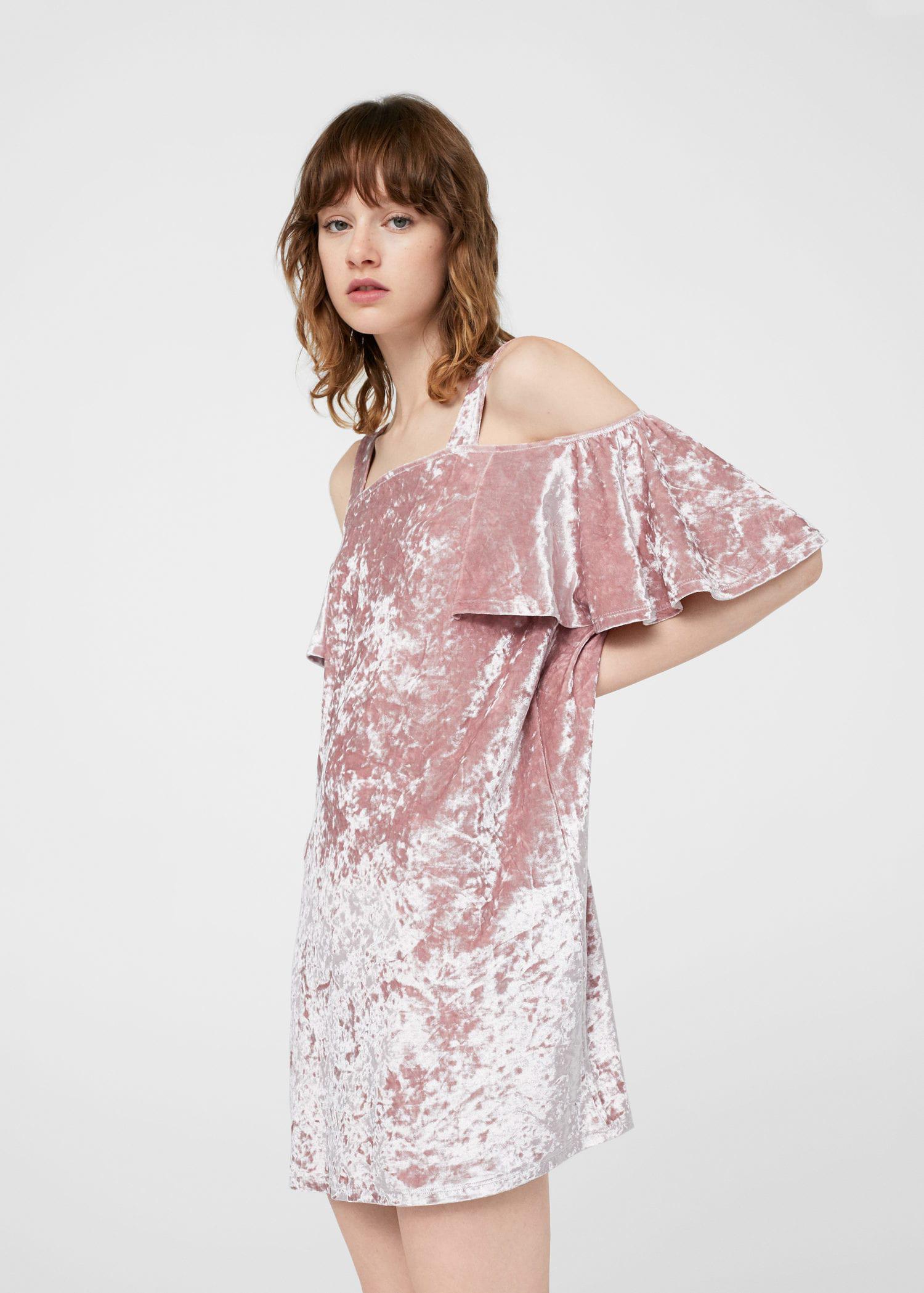 Mango Velvet Coldshoulder Dress in Pink Lyst