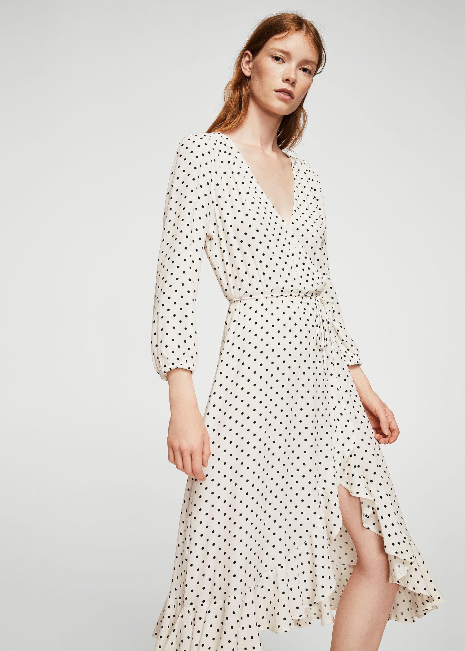 mango blue polka dot dress