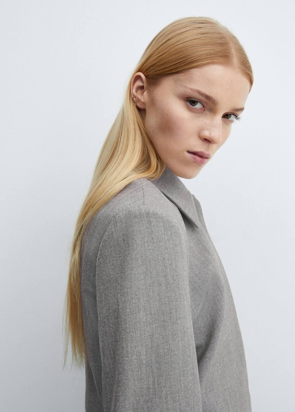 Mango Cropped Suit Jacket in Grey Lyst UK
