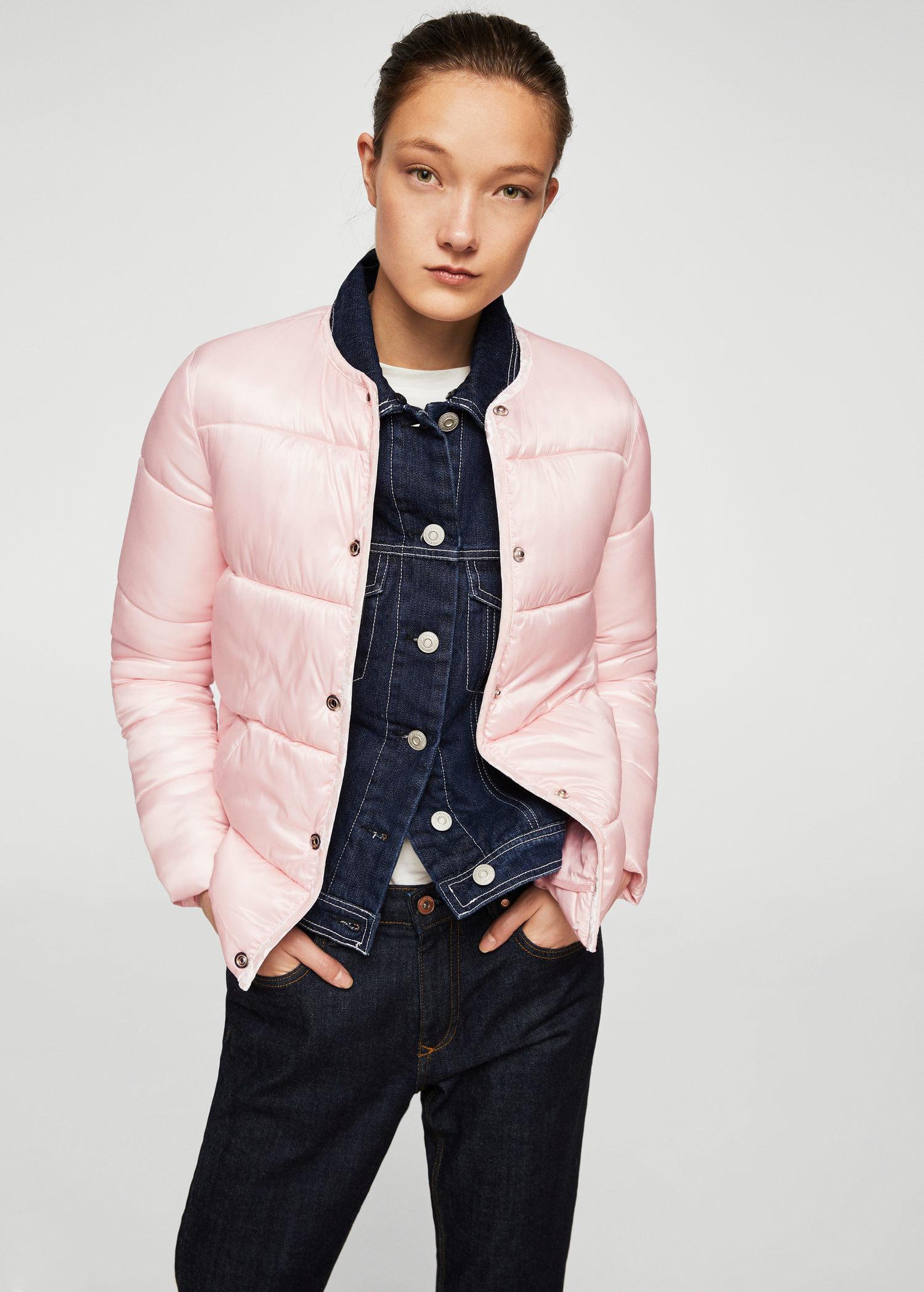 Mango Synthetic Quilted Jacket in Pink Lyst