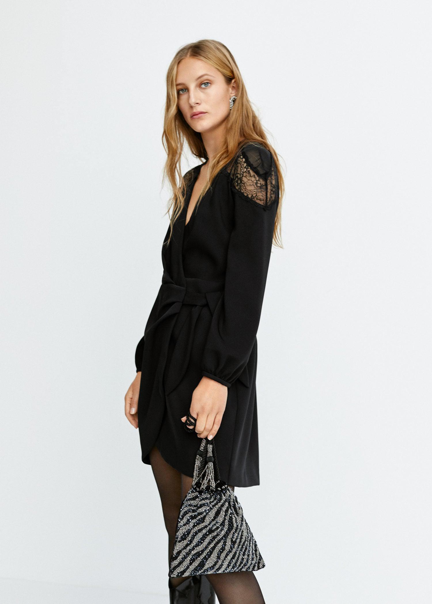 mango lace panel dress