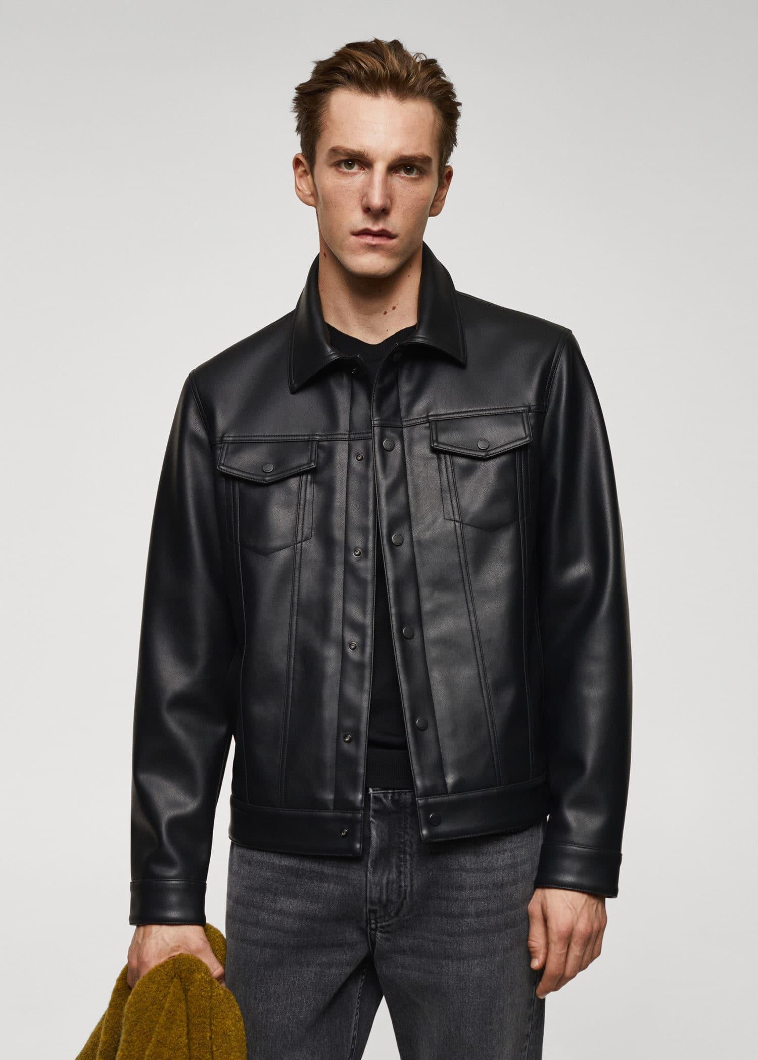 Mango pockets leather jacket hotsell