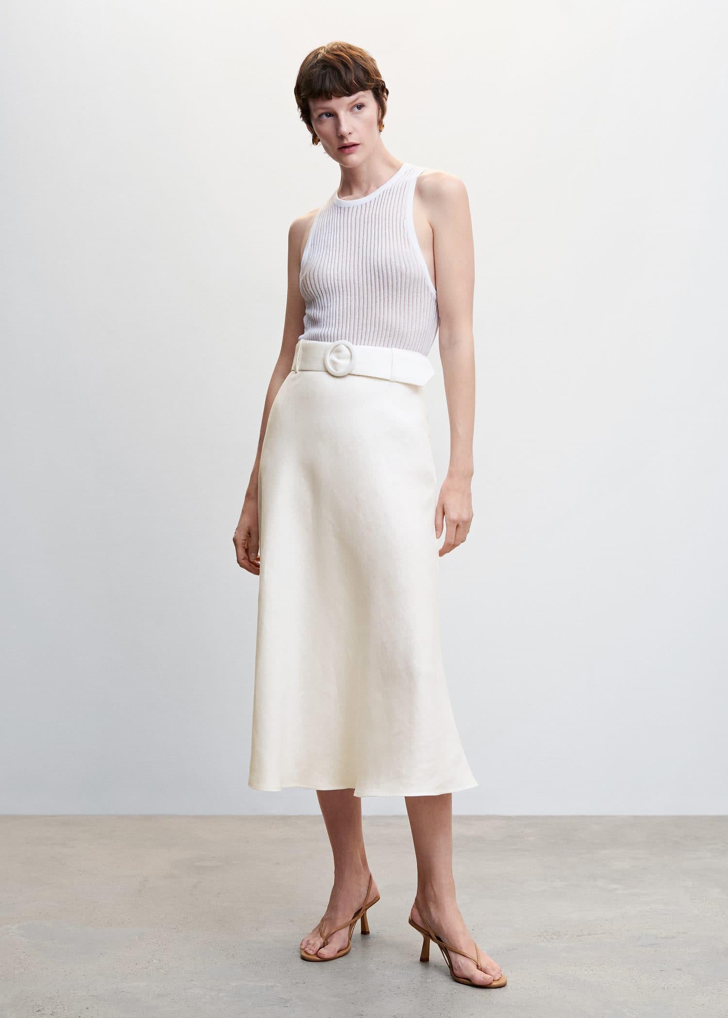 Mango belt midi skirt sale