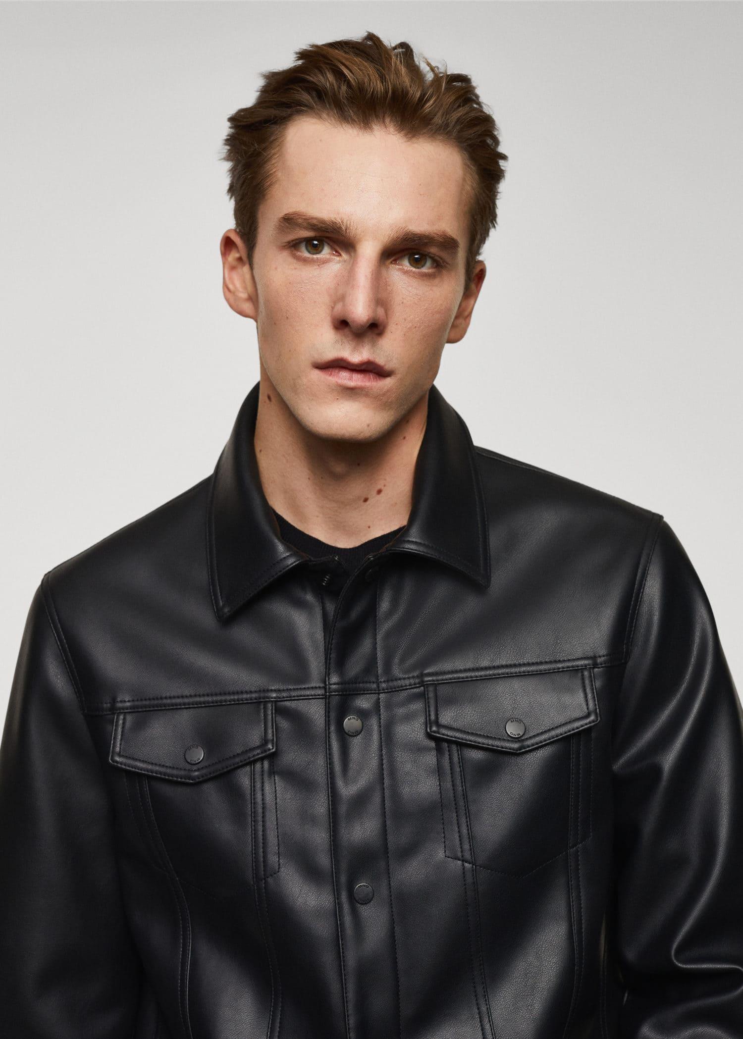 Mango Faux Leather Jacket With Pockets in Black for Men Lyst UK