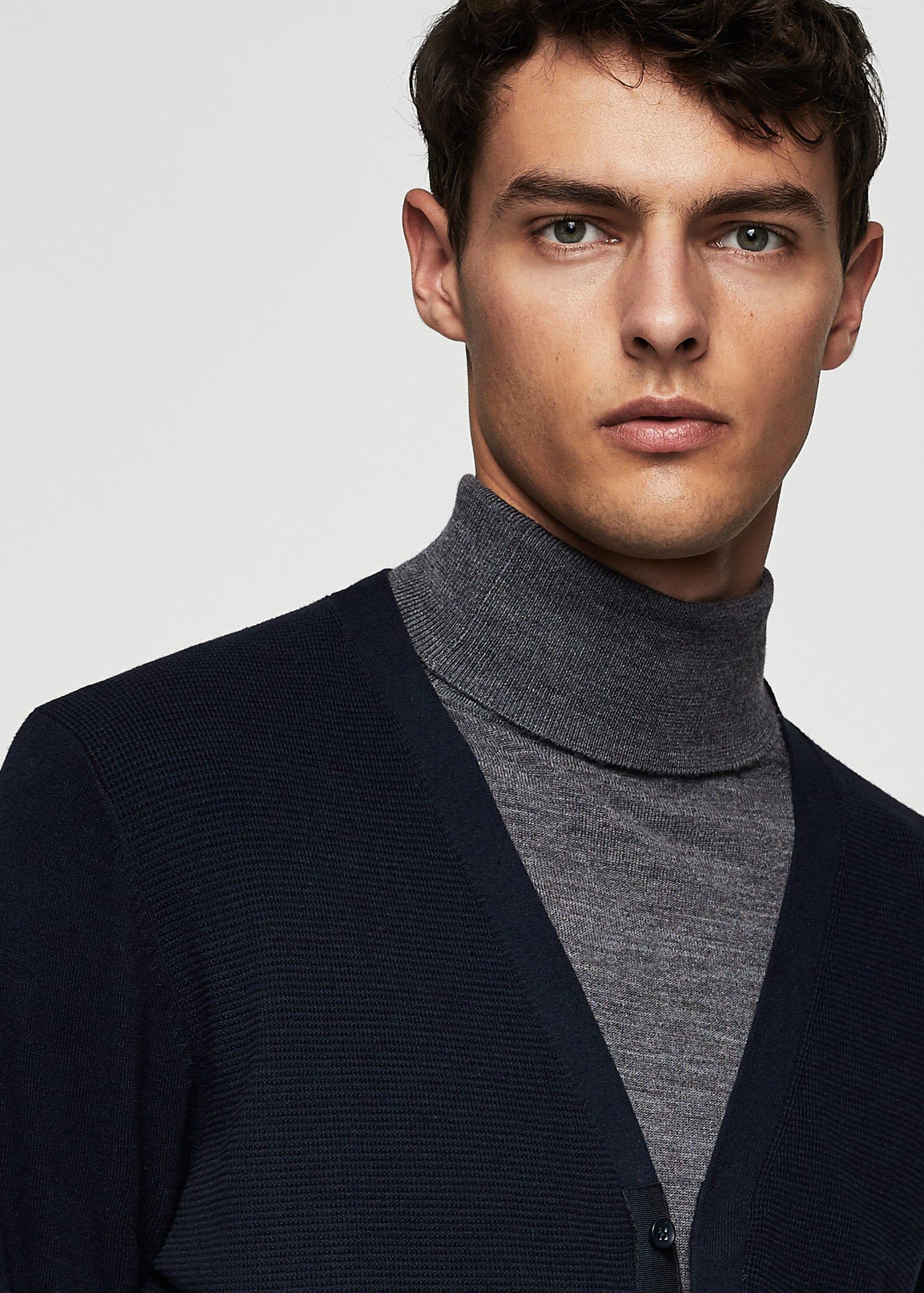 Lyst - Mango Textured Cotton Sweater in Blue for Men