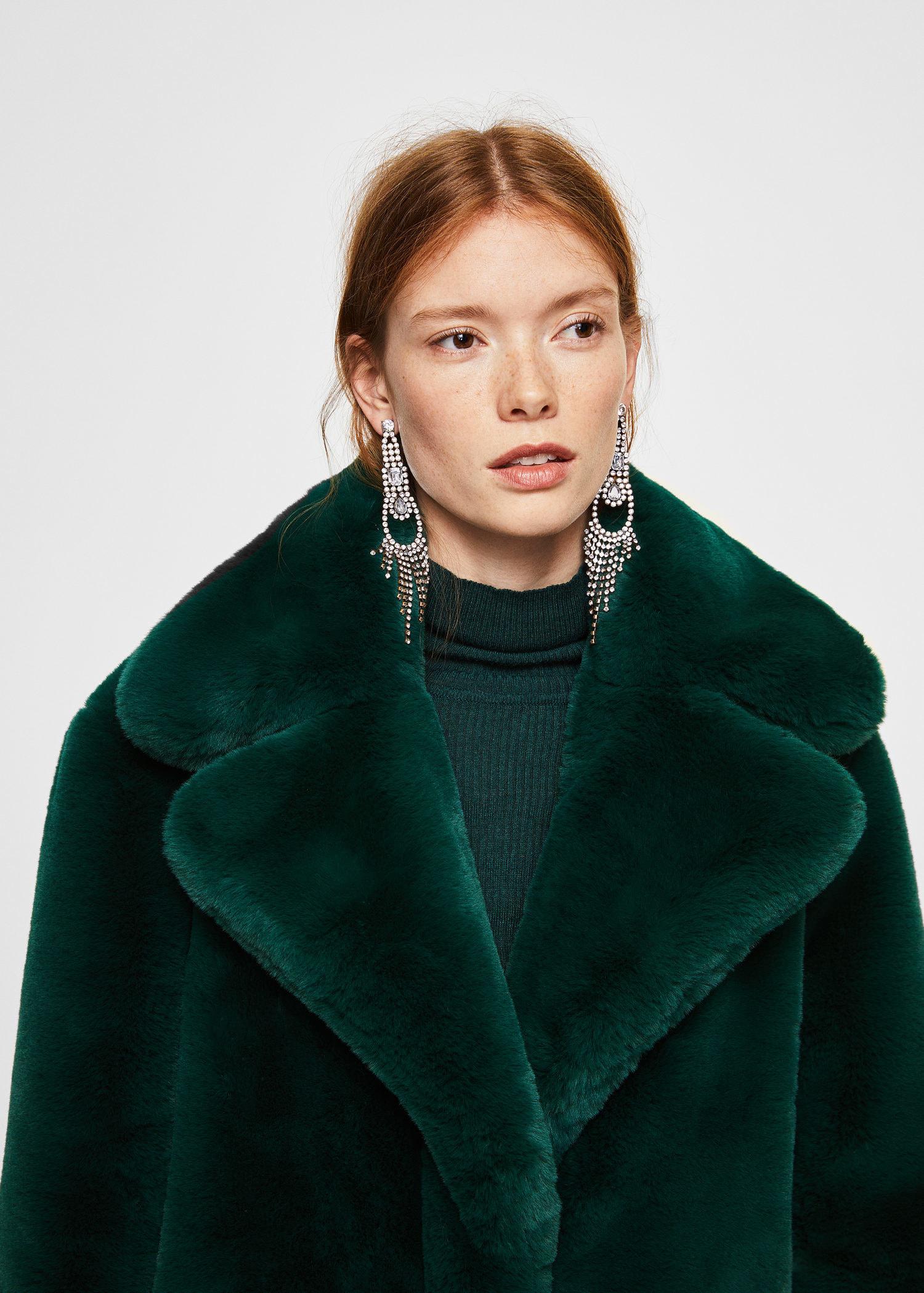 lapel faux shearling coat