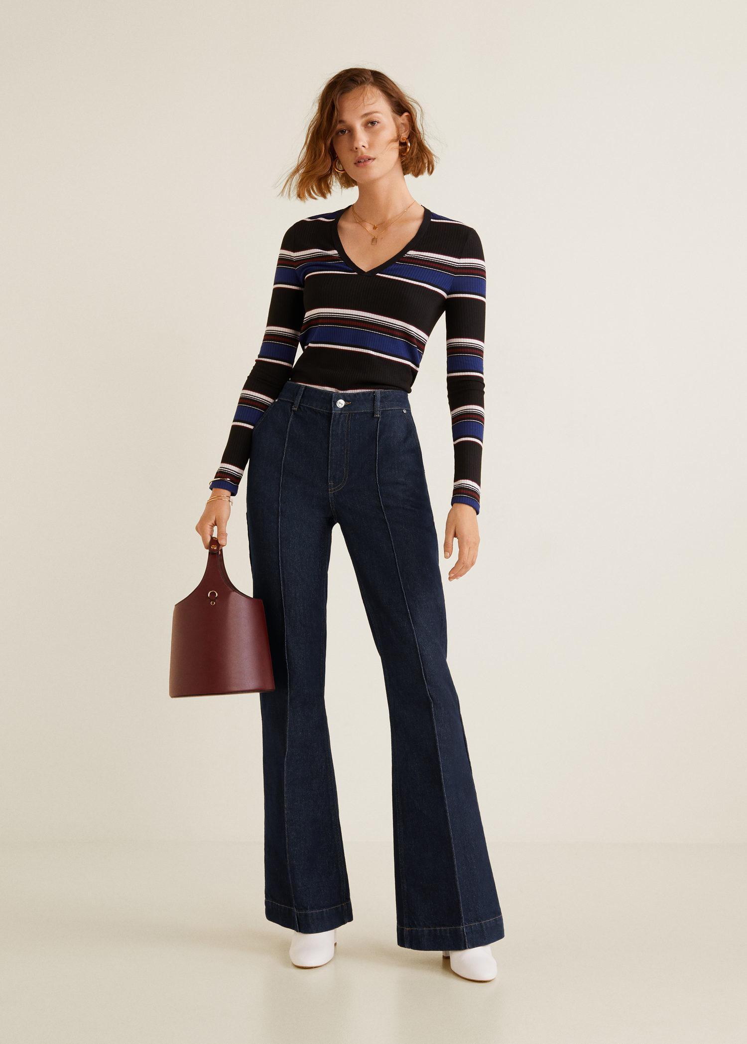 mango decorative seam flared jeans
