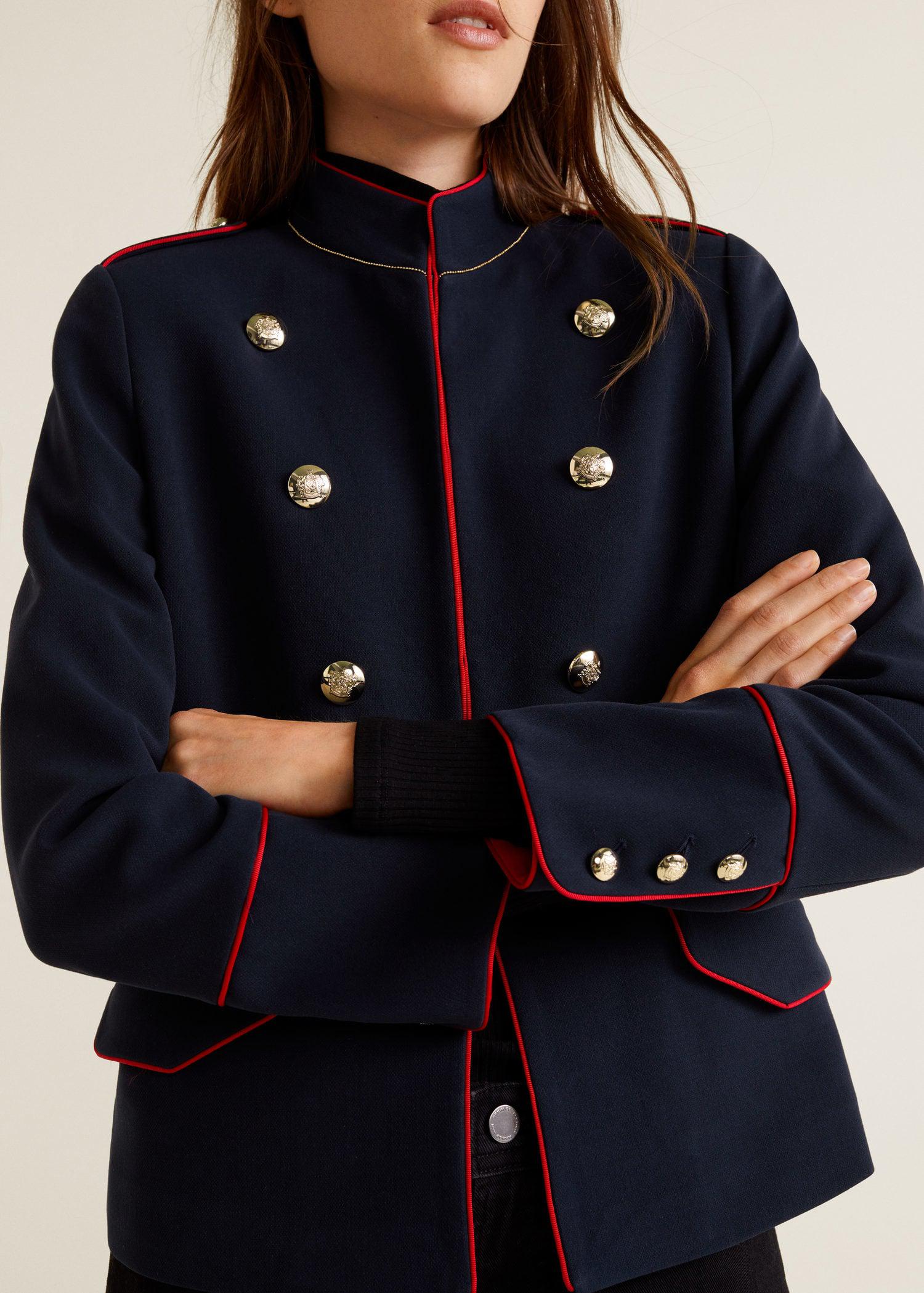 Mango Double Breasted Military Coat In Blue Lyst Canada